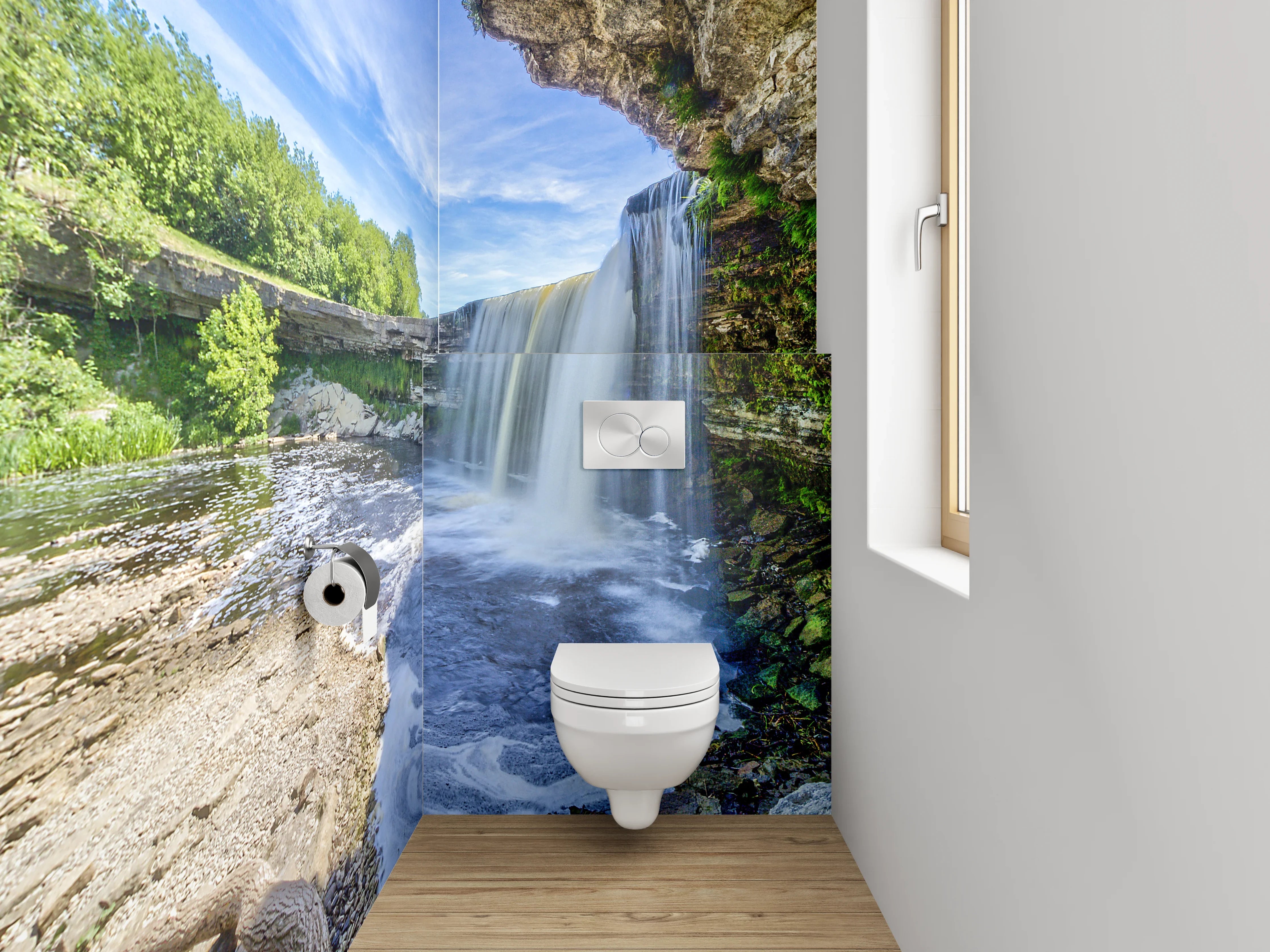 WC-Rückwand - Majestätischer Wasserfall Naturmotiv
