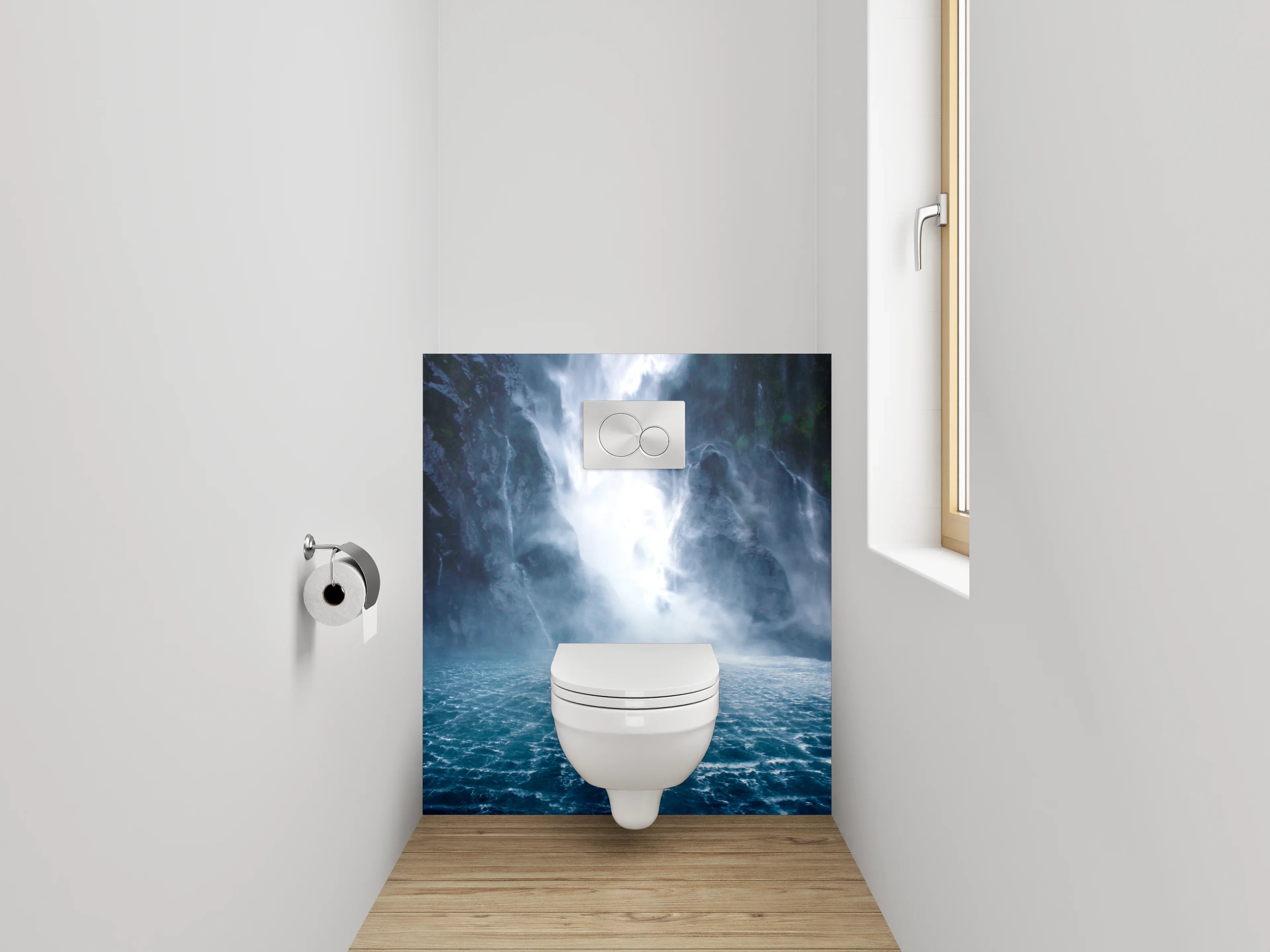 WC-Rückwand - Majestätischer Wasserfall Naturpanorama