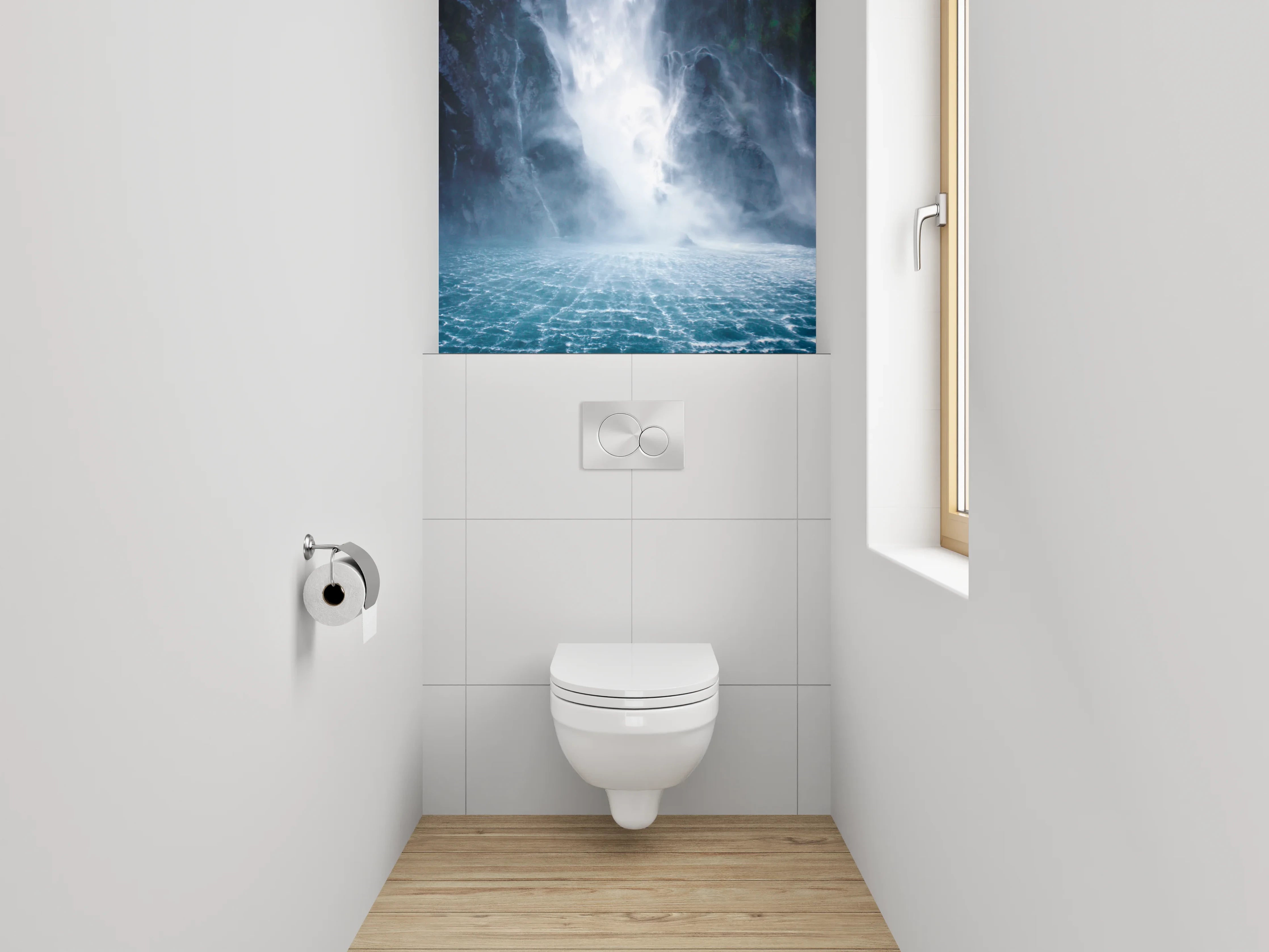 WC-Rückwand - Majestätischer Wasserfall Naturpanorama