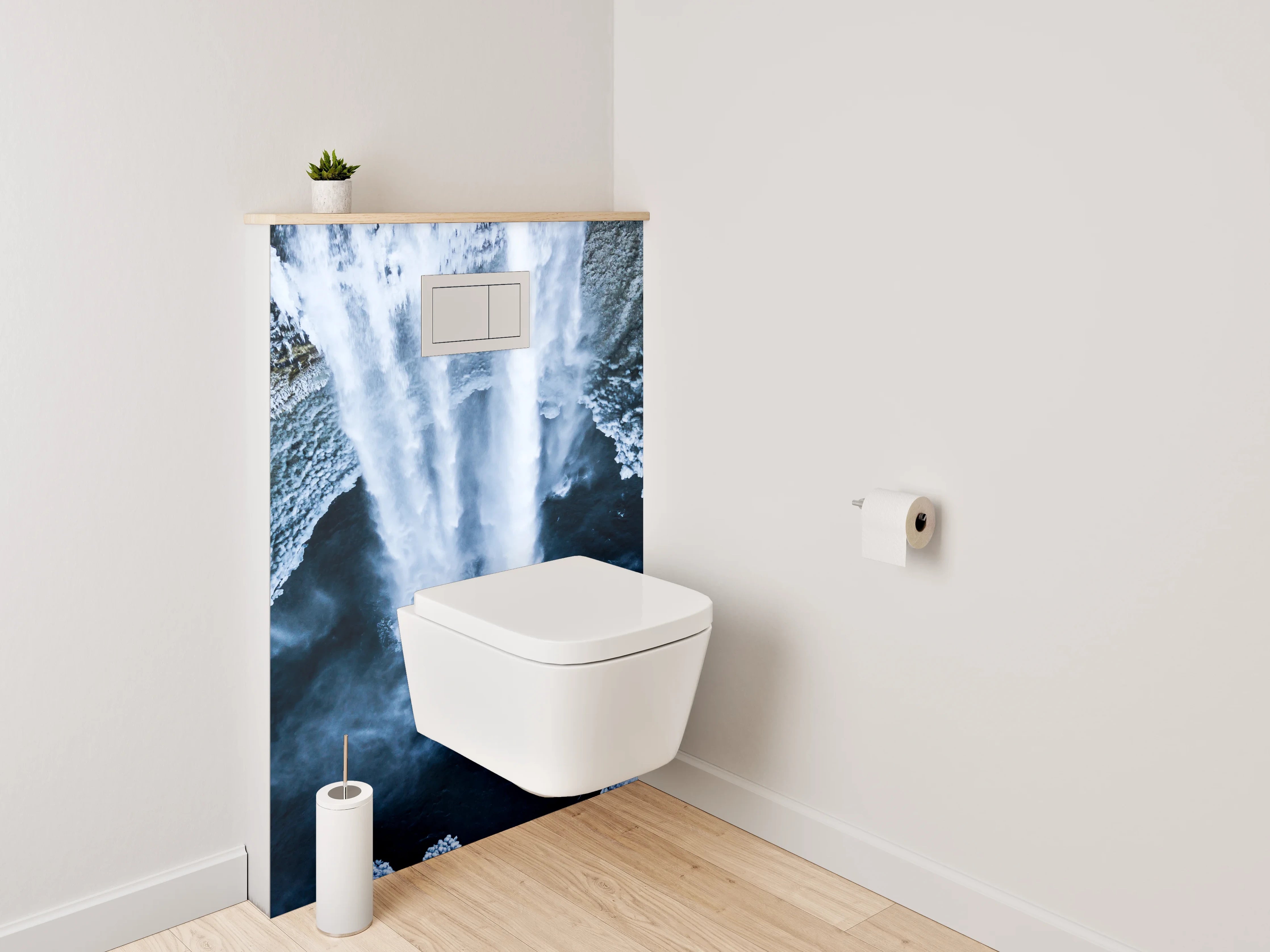 WC-Rückwand - Majestätischer Wasserfall aus der Vogelperspektive