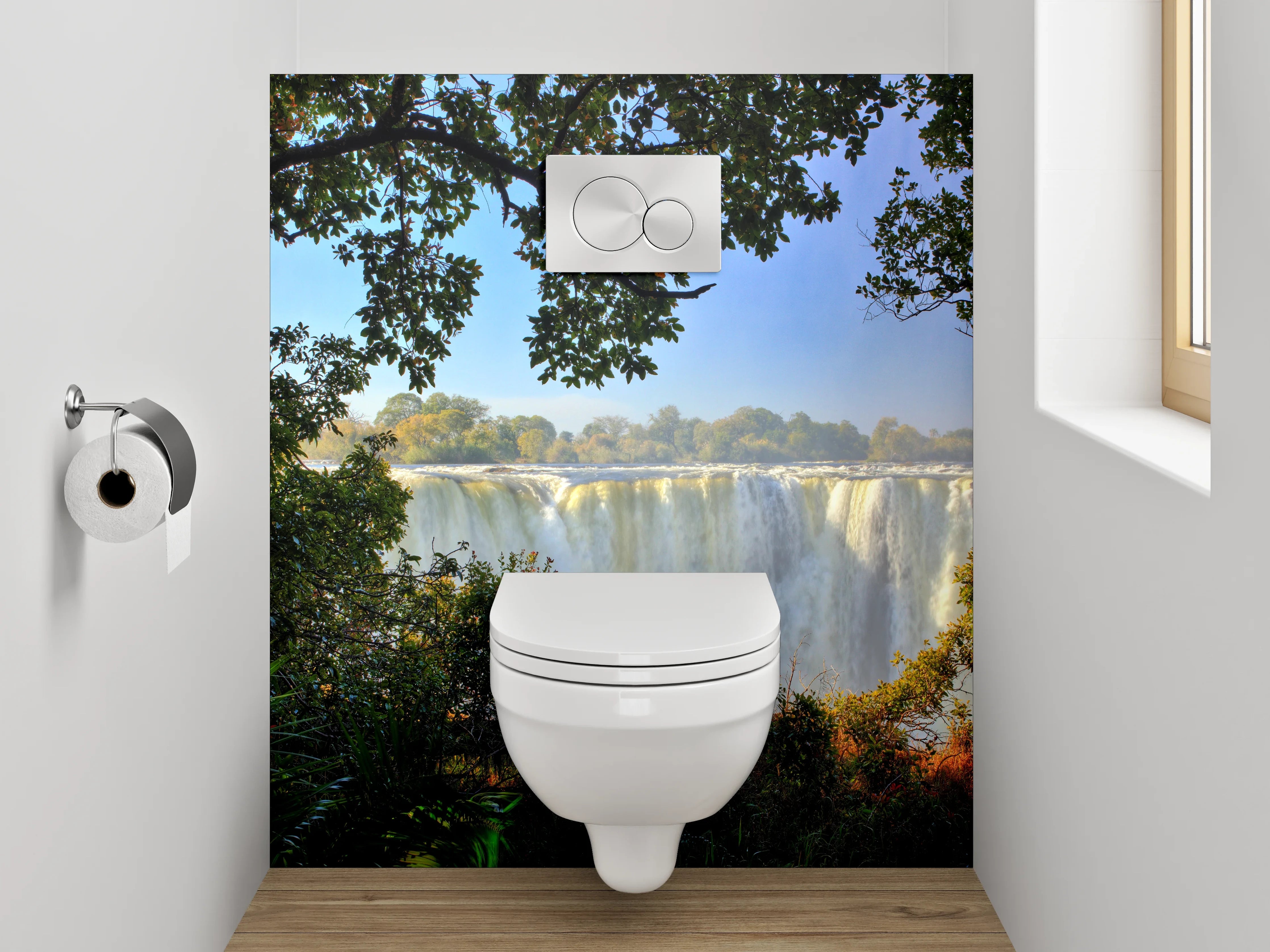 WC-Rückwand - Majestätischer Wasserfall im Dschungel