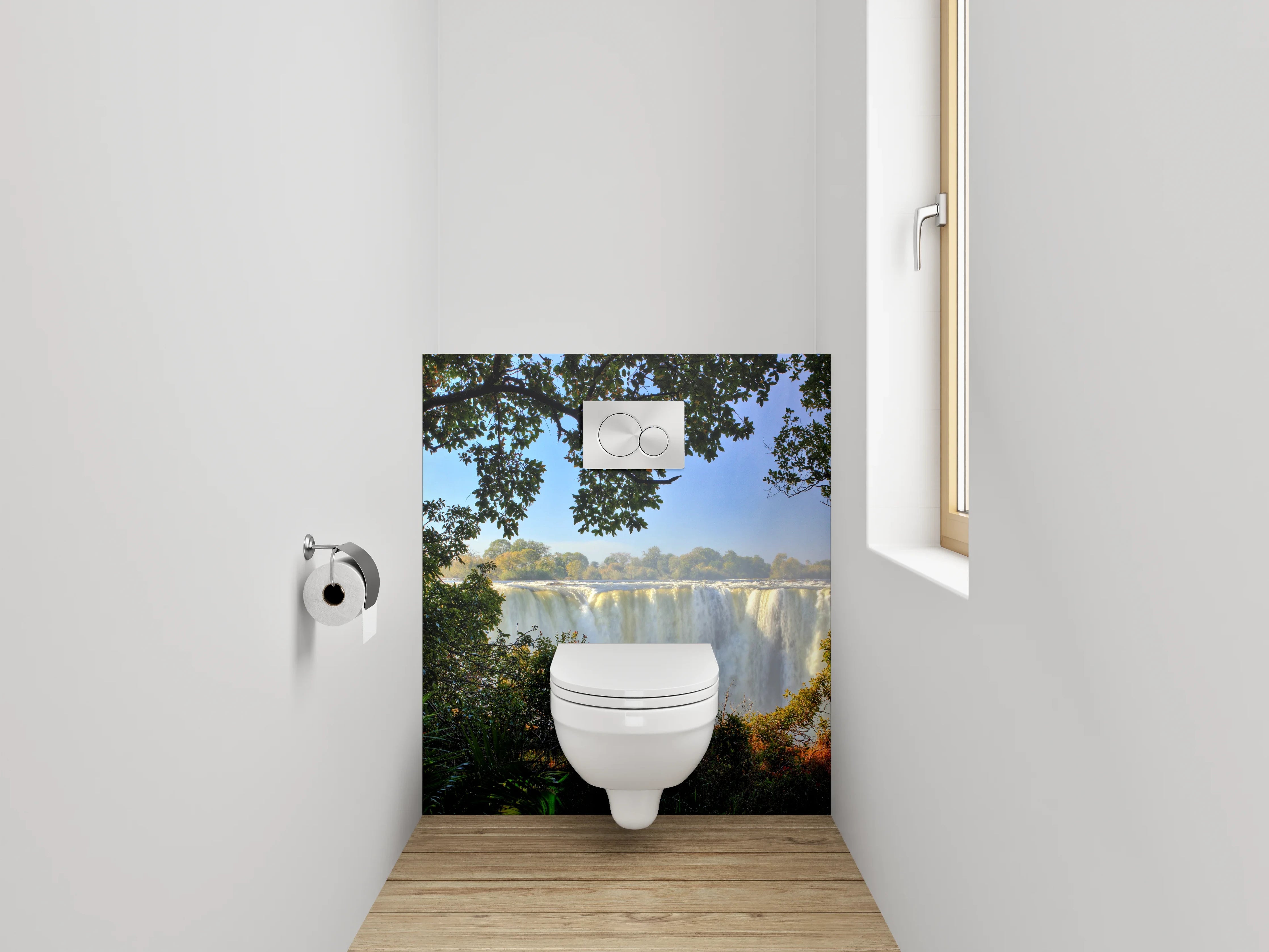 WC-Rückwand - Majestätischer Wasserfall im Dschungel