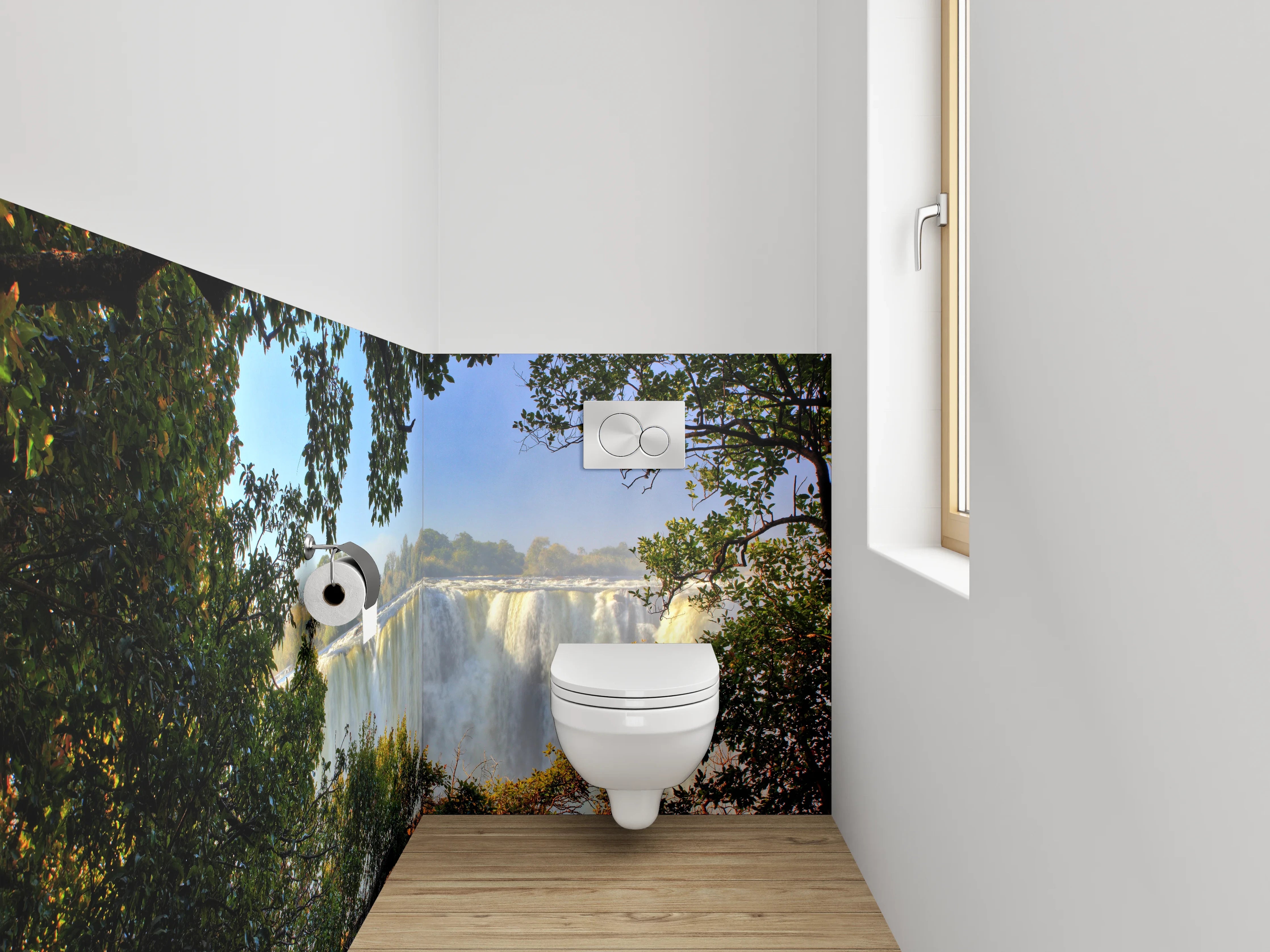 WC-Rückwand - Majestätischer Wasserfall im Dschungel