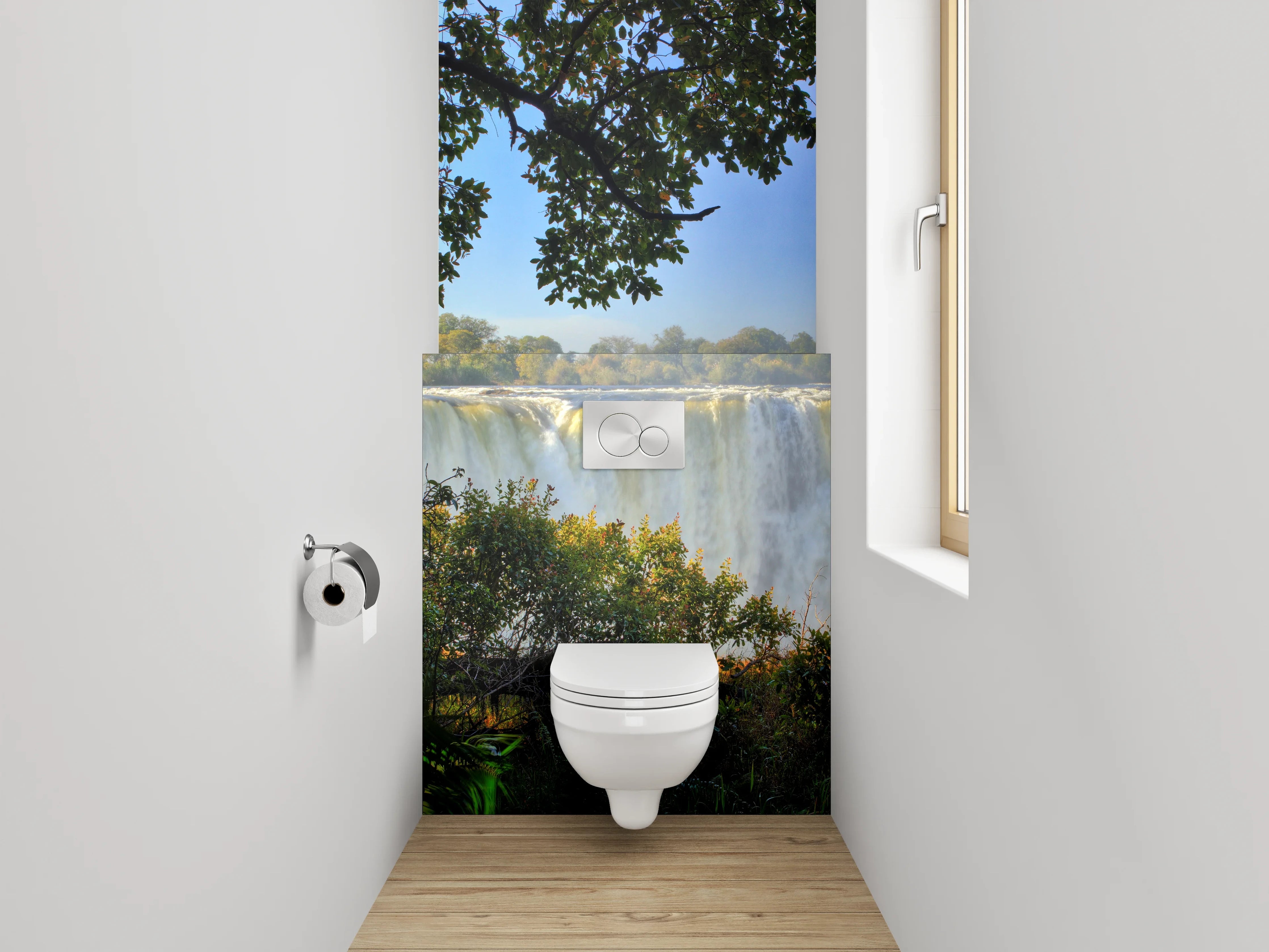 WC-Rückwand - Majestätischer Wasserfall im Dschungel