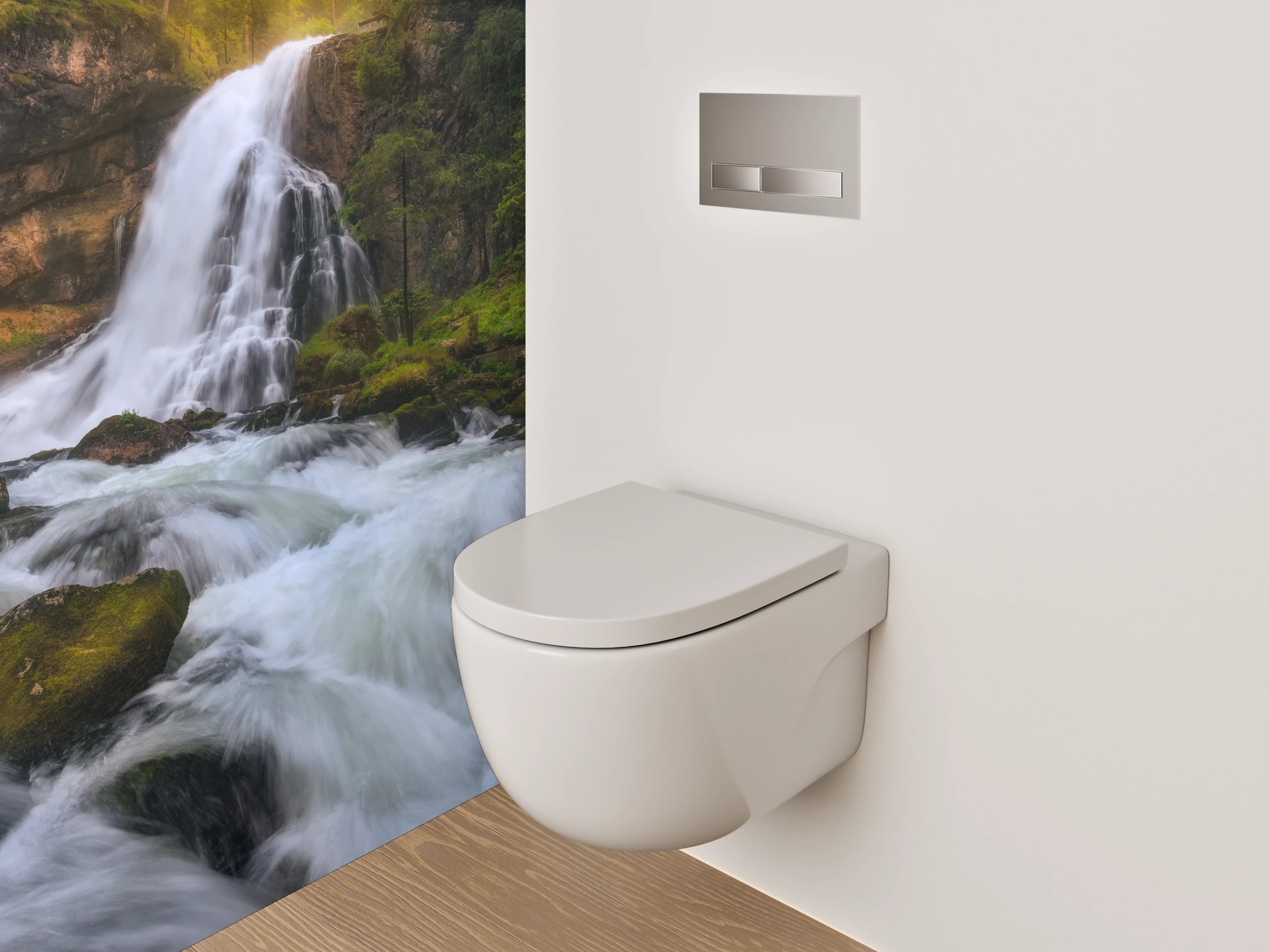 WC-Rückwand - Majestätischer Wasserfall im Grünen