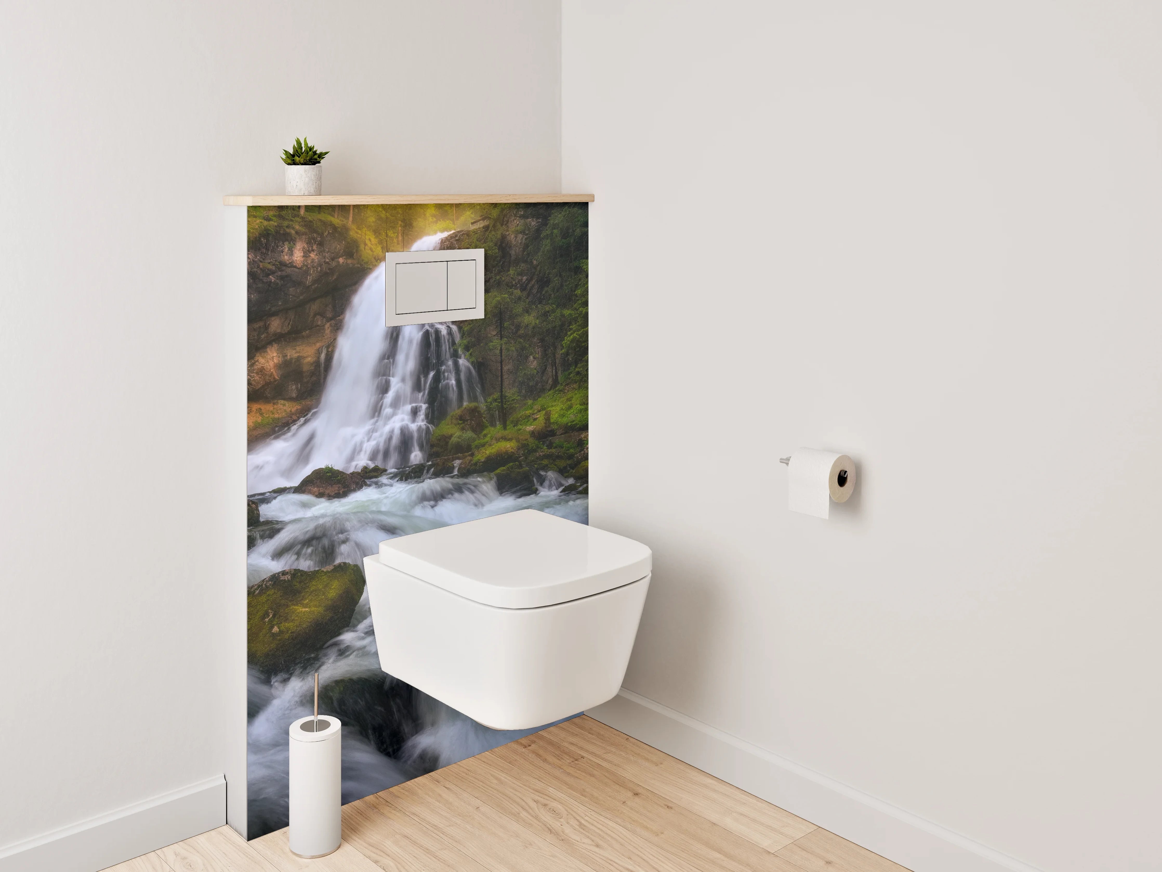 WC-Rückwand - Majestätischer Wasserfall im Grünen