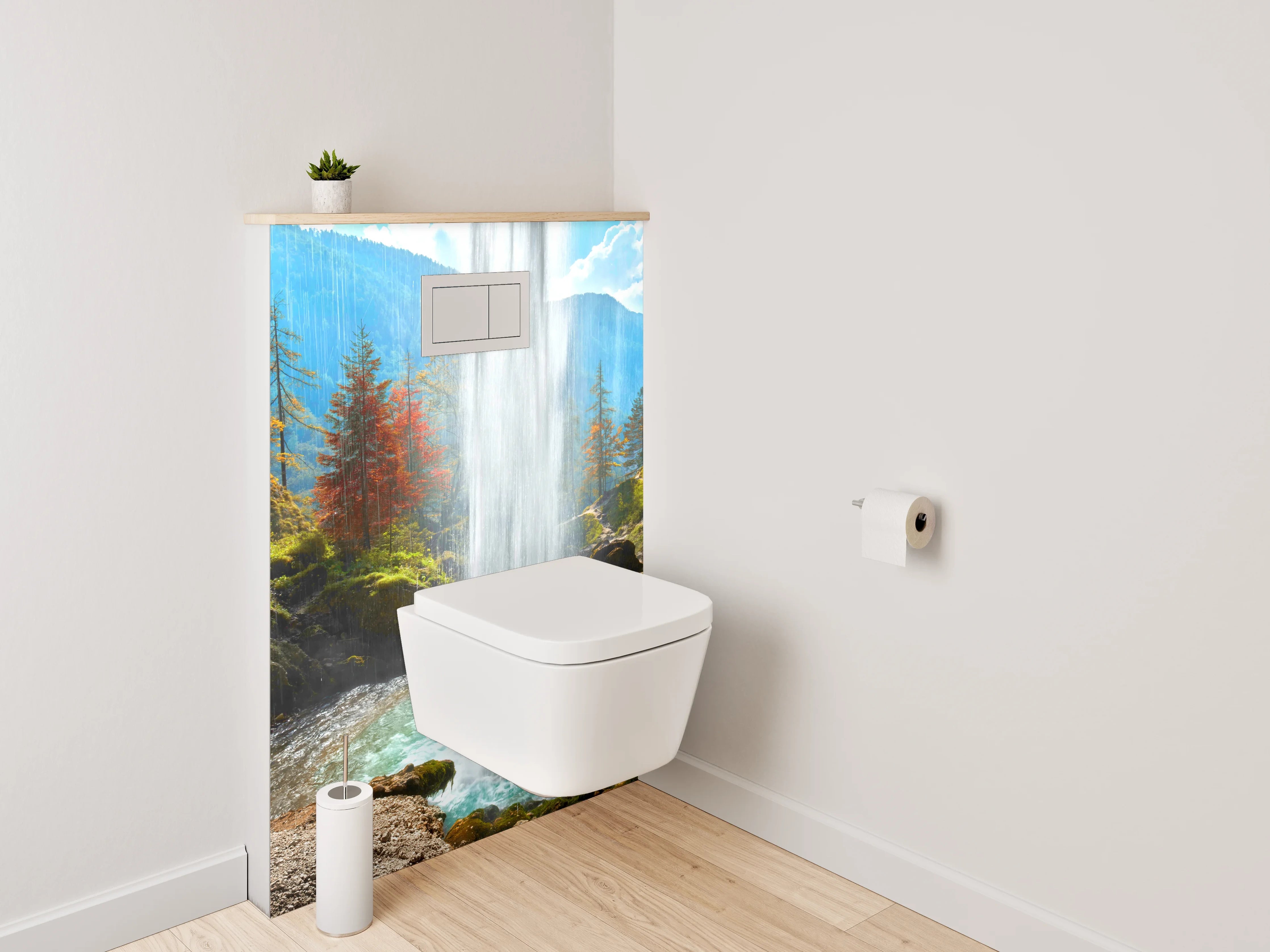 WC-Rückwand - Majestätischer Wasserfall im Herbstwald