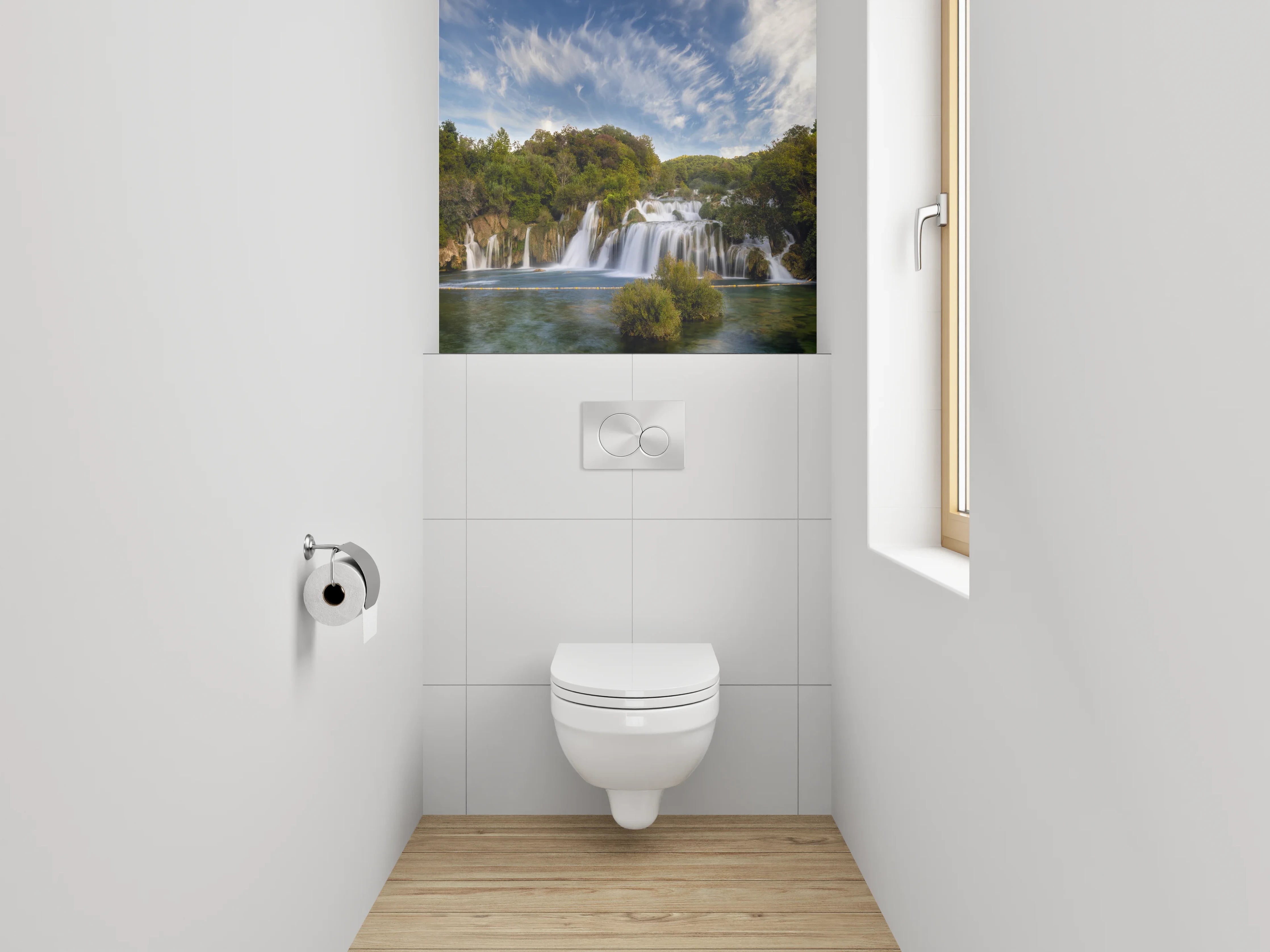 WC-Rückwand - Majestätischer Wasserfall im Naturparadies