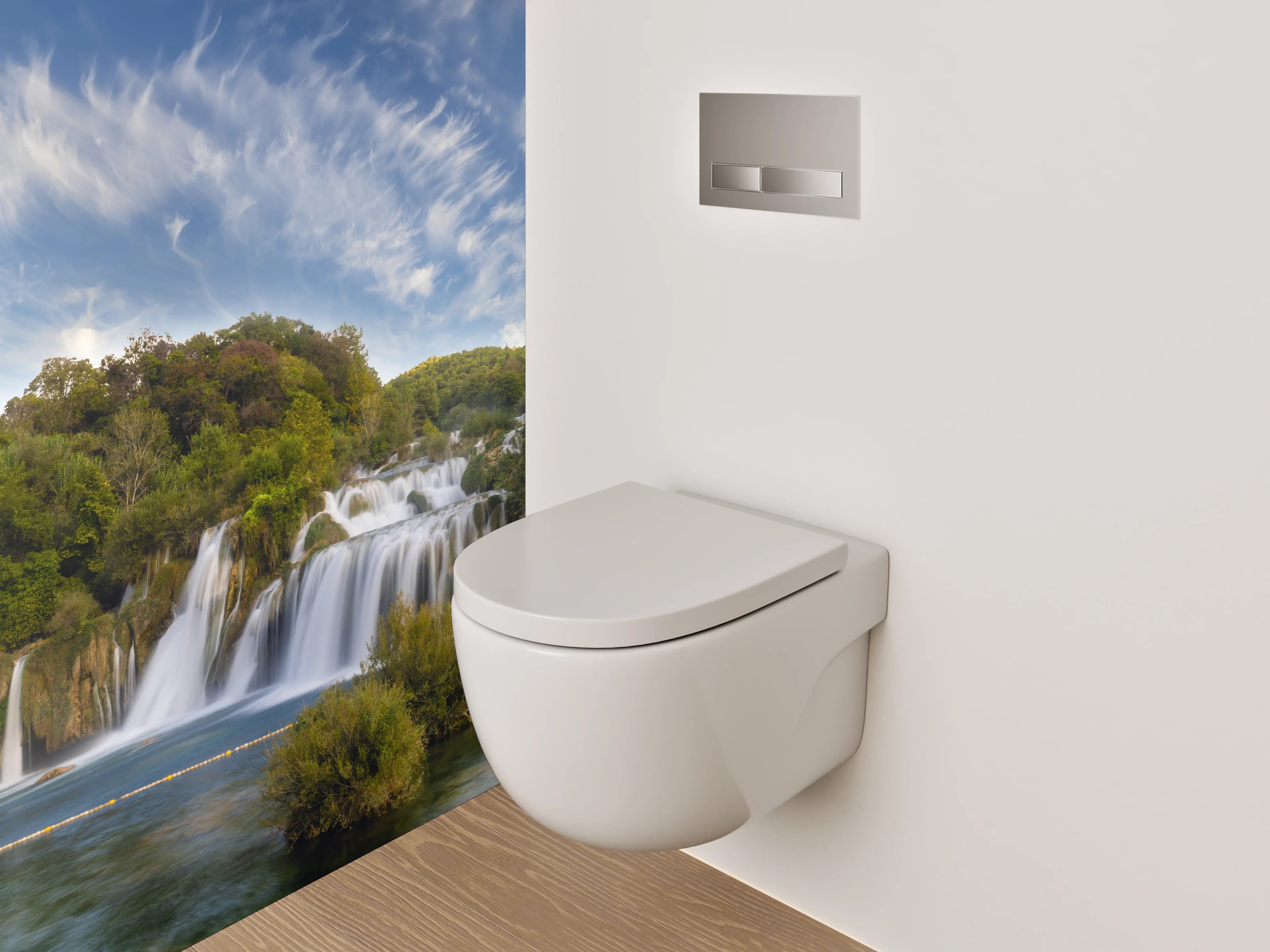 WC-Rückwand - Majestätischer Wasserfall im Naturparadies