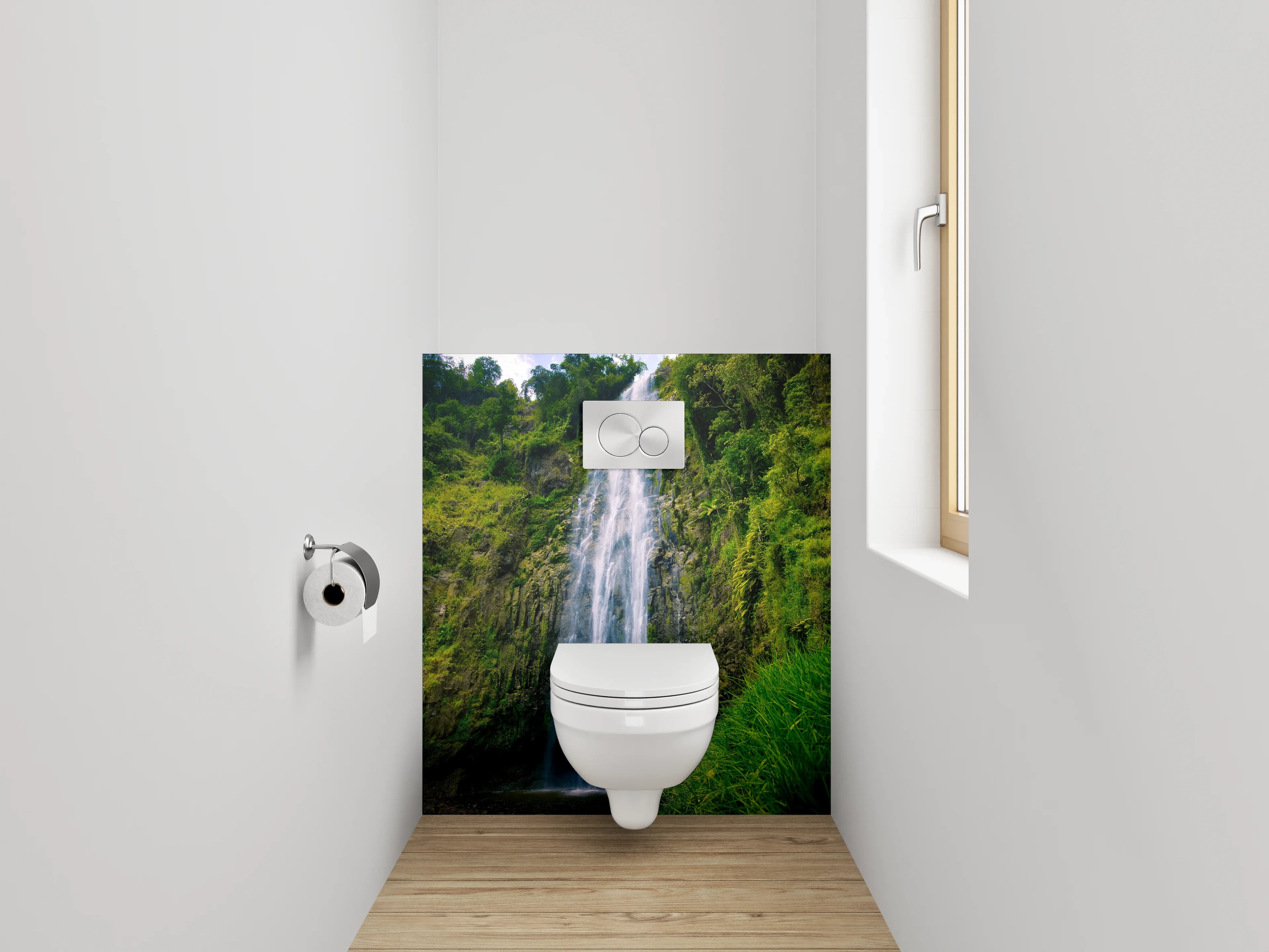 WC-Rückwand - Majestätischer Wasserfall im tropischen Wald