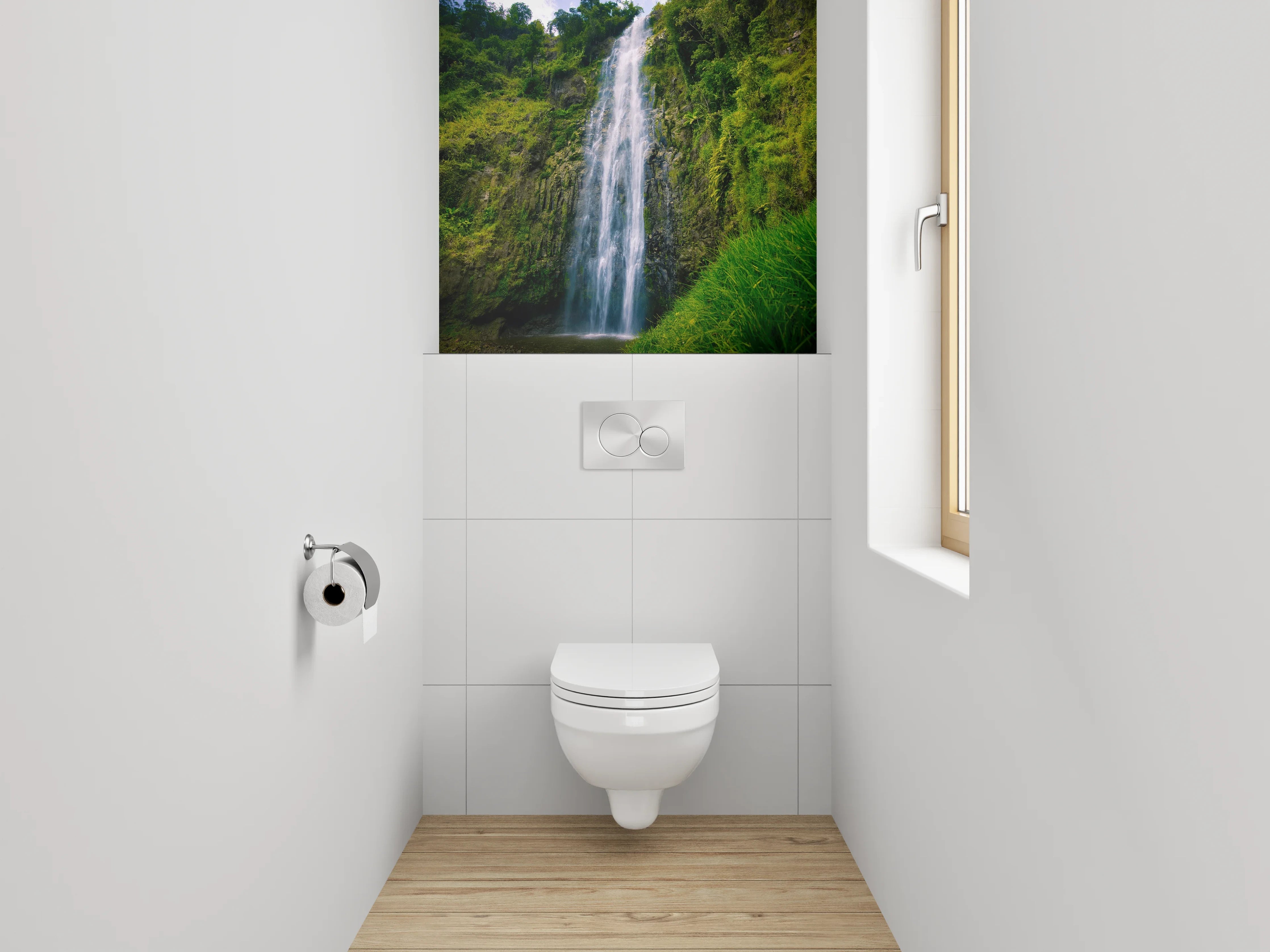 WC-Rückwand - Majestätischer Wasserfall im tropischen Wald