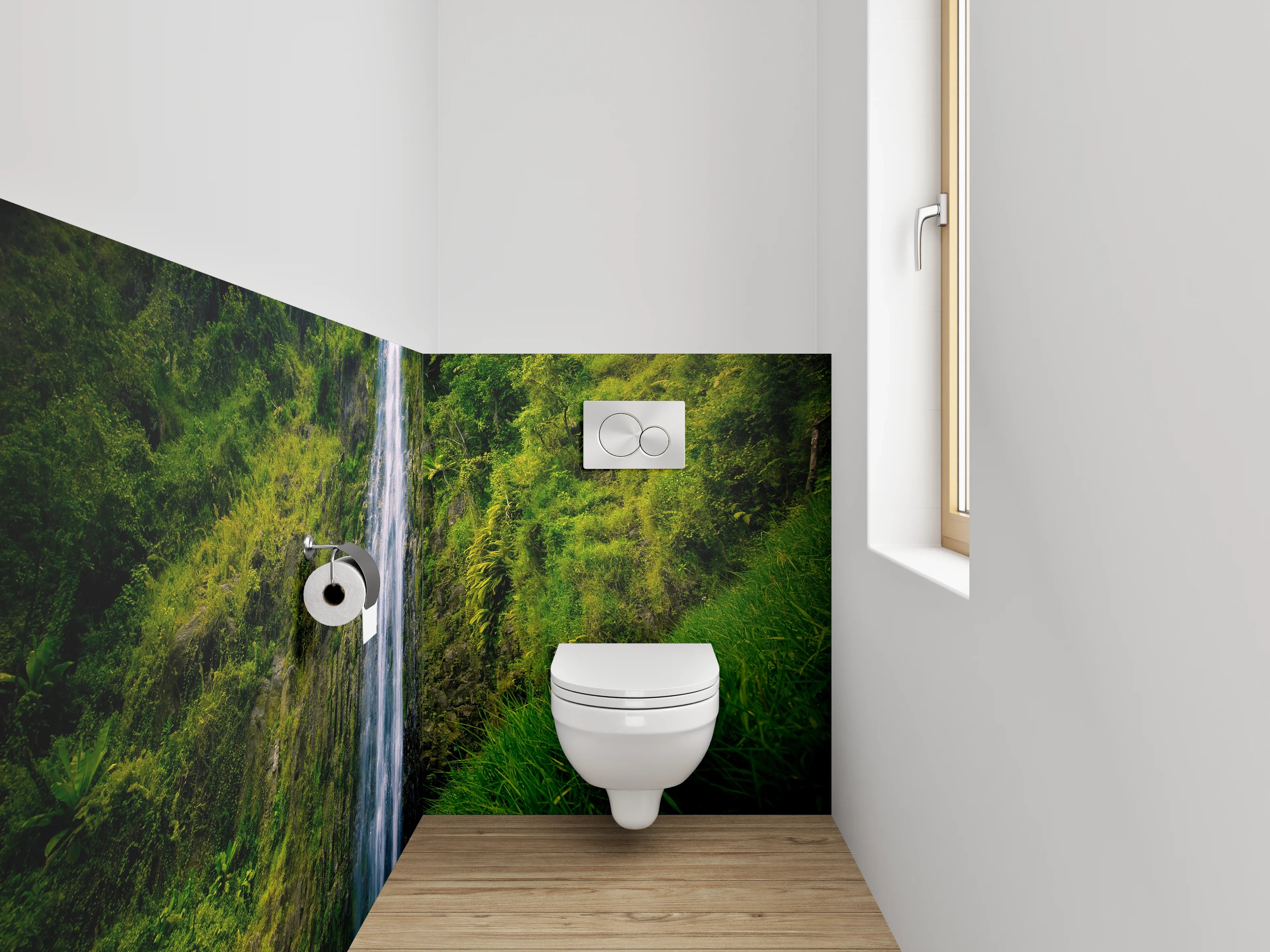 WC-Rückwand - Majestätischer Wasserfall im tropischen Wald