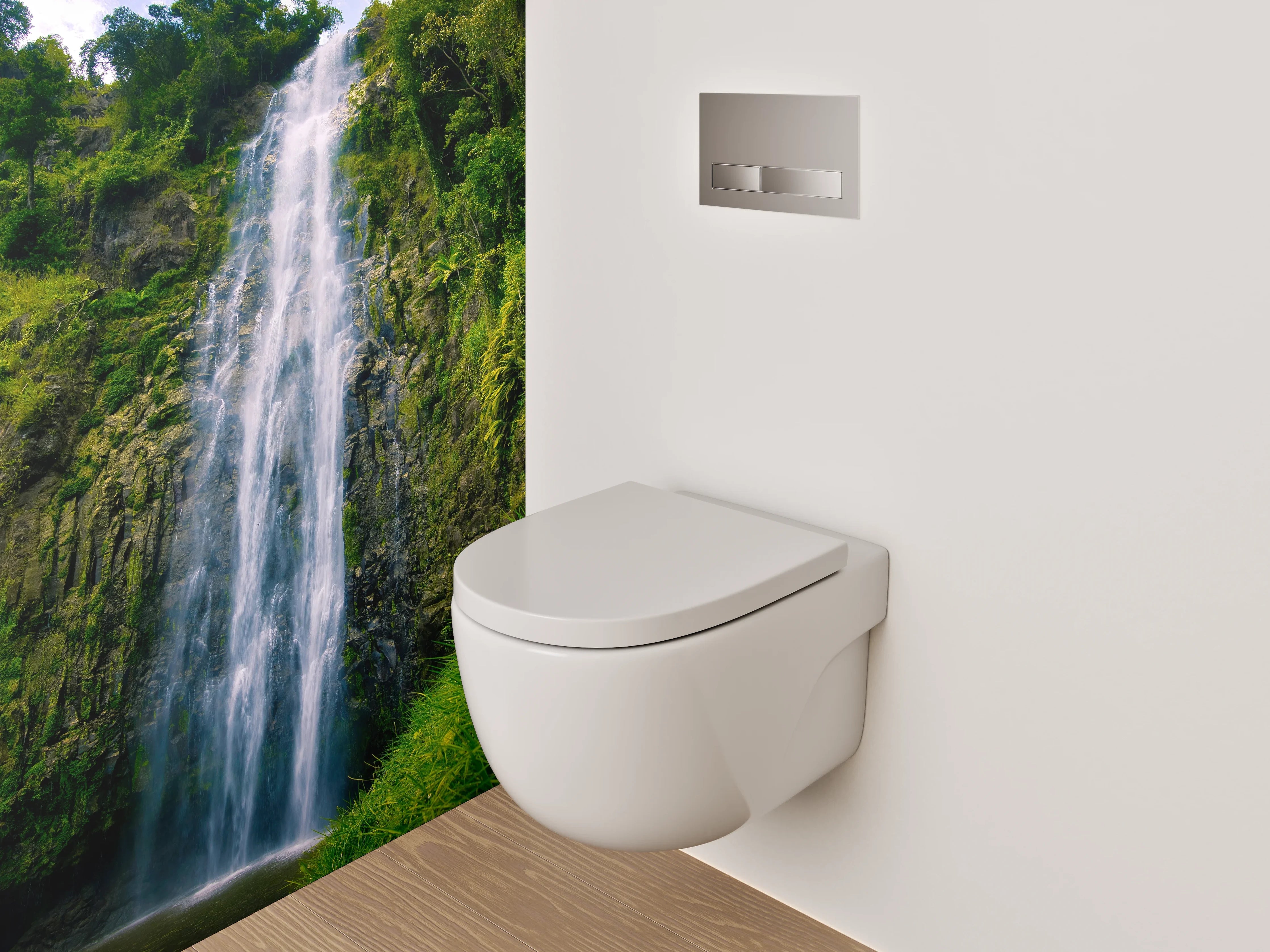 WC-Rückwand - Majestätischer Wasserfall im tropischen Wald