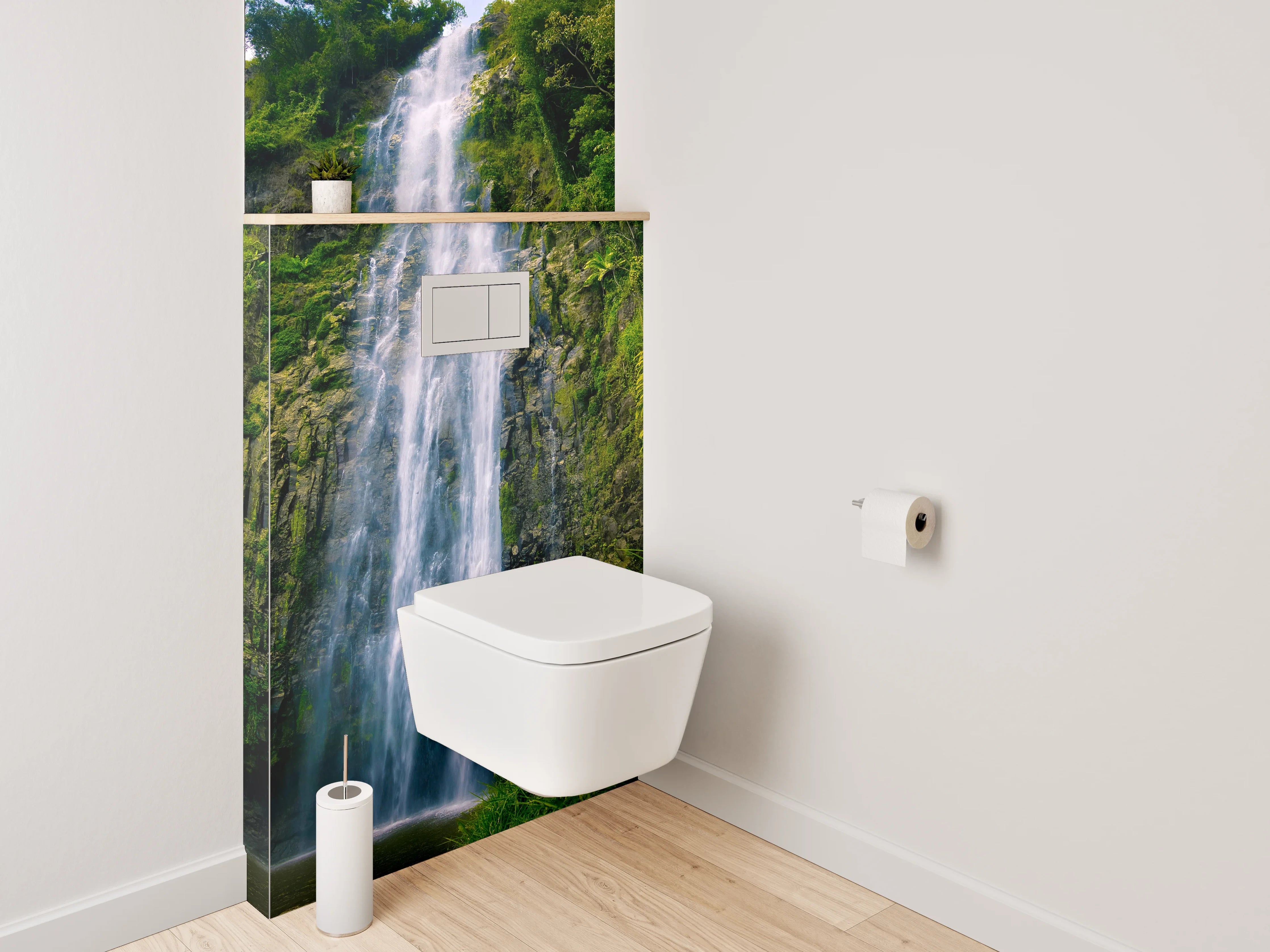 WC-Rückwand - Majestätischer Wasserfall im tropischen Wald
