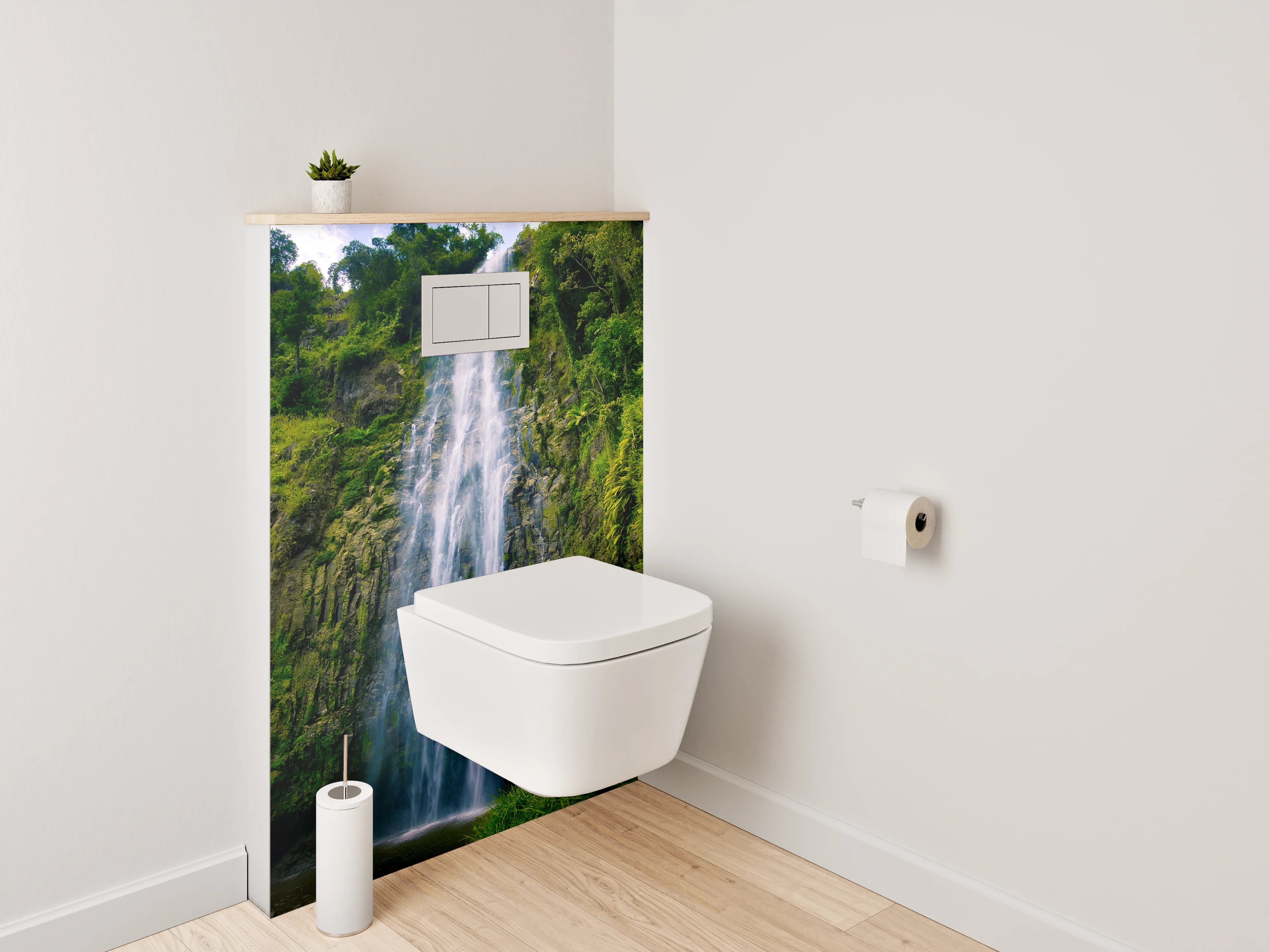 WC-Rückwand - Majestätischer Wasserfall im tropischen Wald
