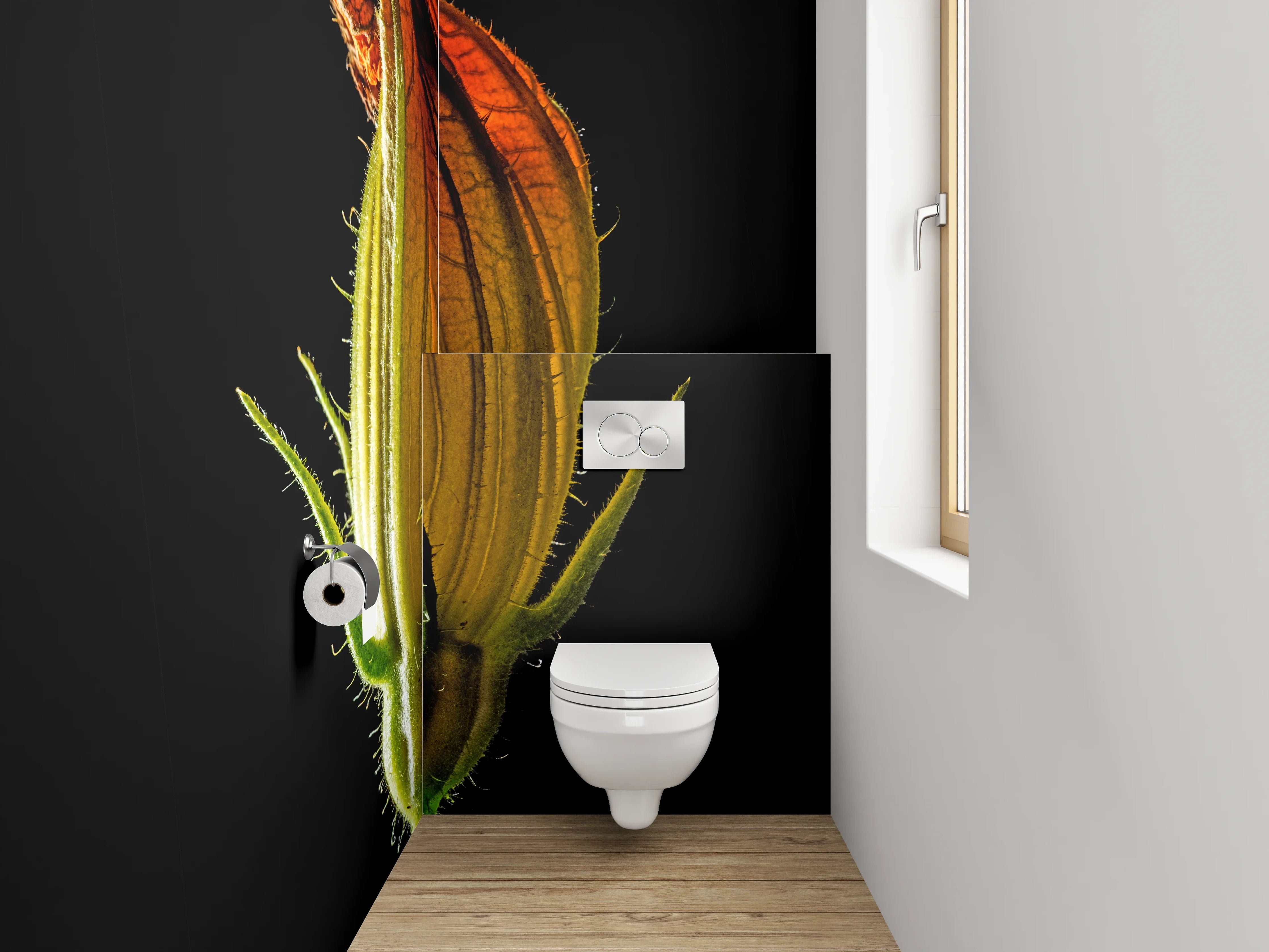 WC-Rückwand - Makro Blüte in leuchtendem Orange
