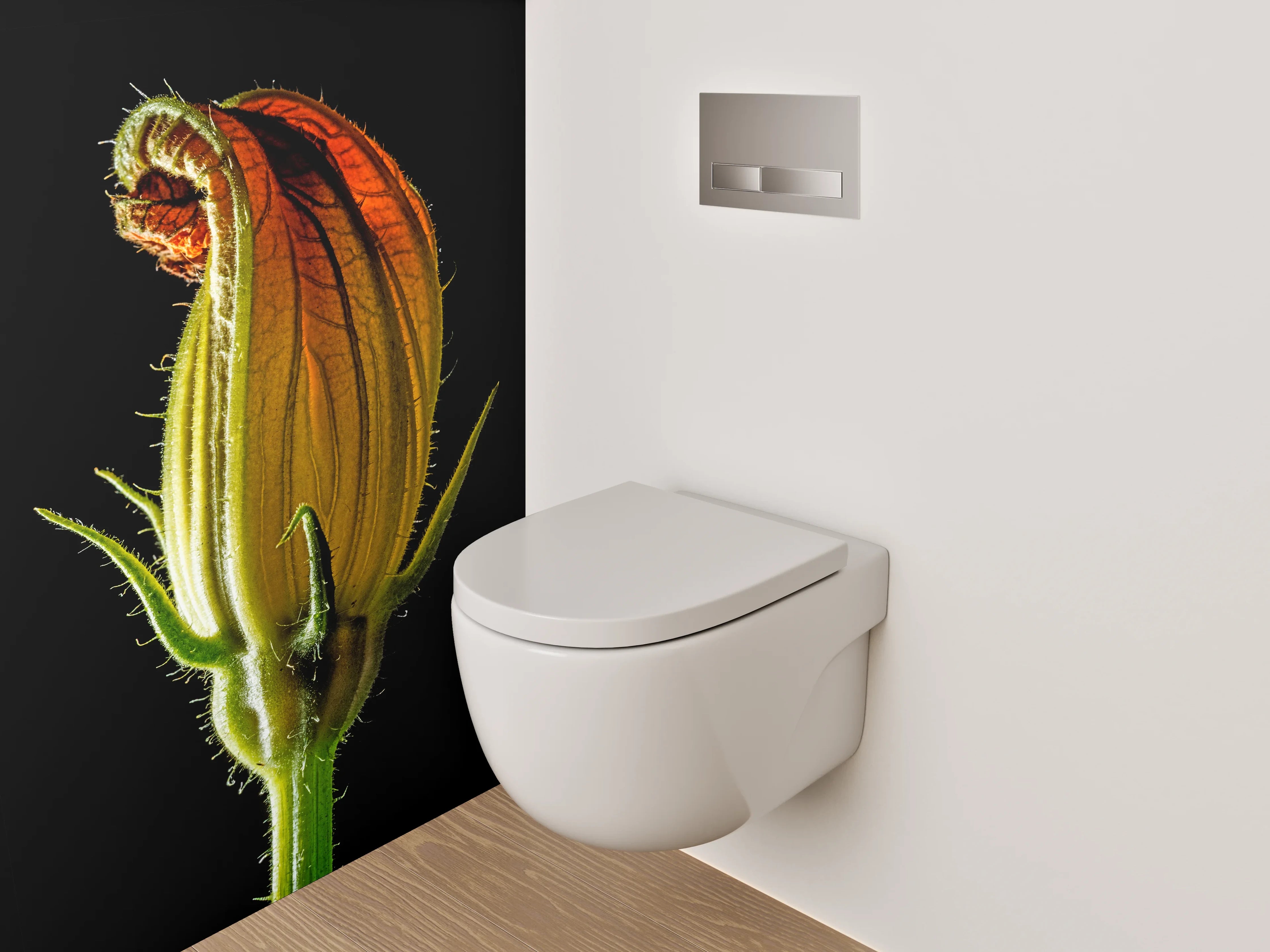 WC-Rückwand - Makro Blüte in leuchtendem Orange
