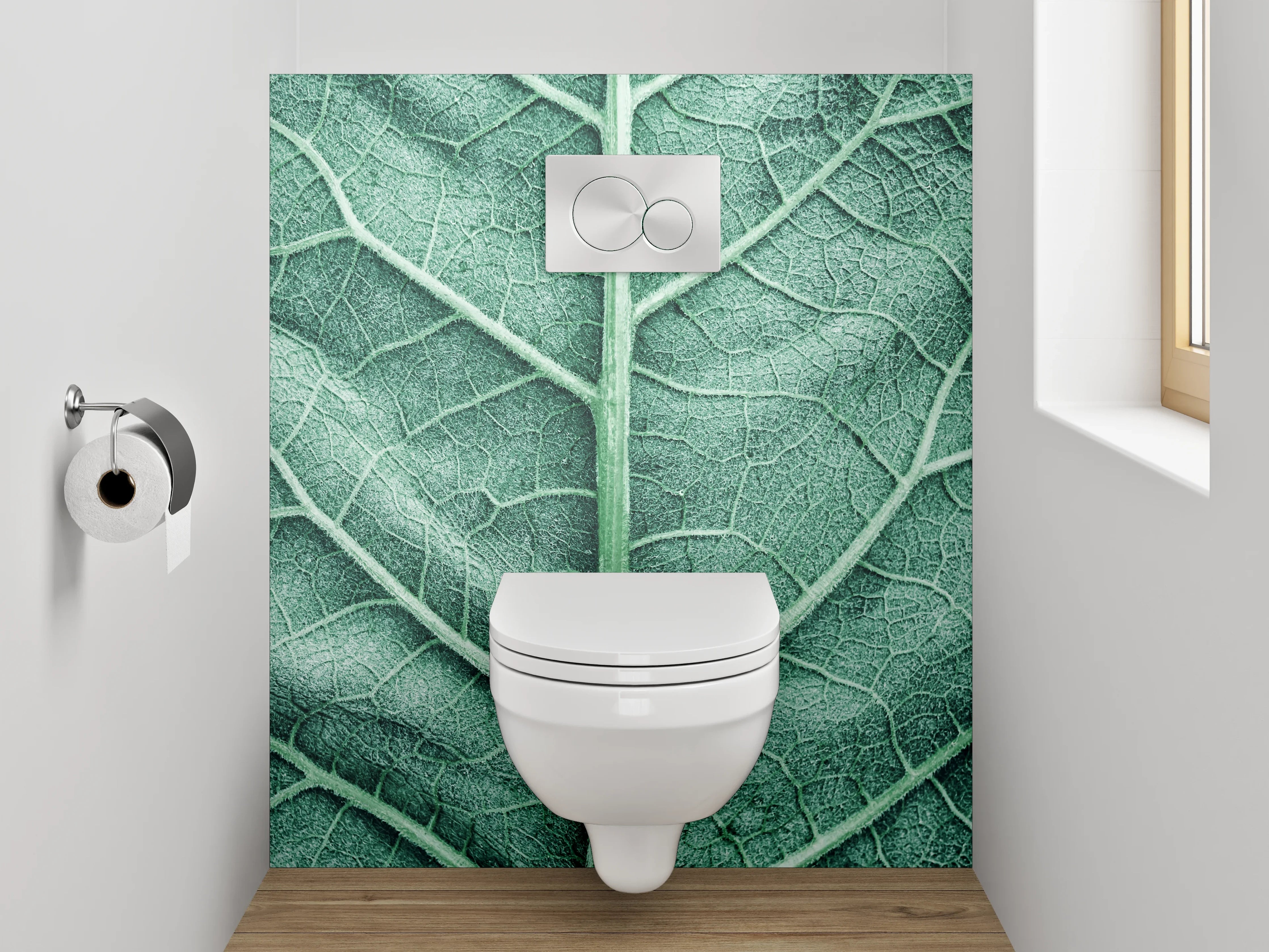 WC-Rückwand - Makroaufnahme Blatt Adern Grün