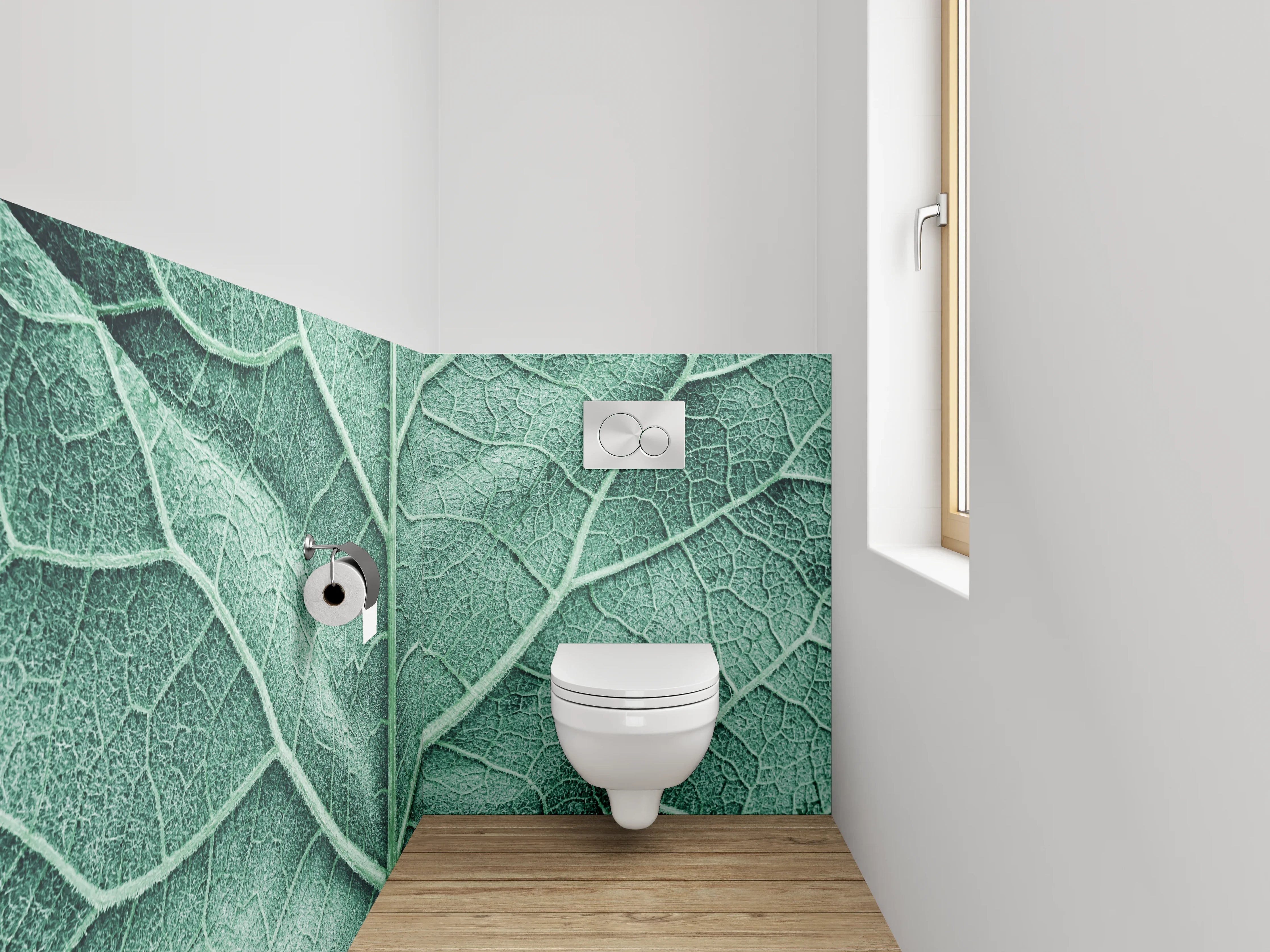 WC-Rückwand - Makroaufnahme Blatt Adern Grün