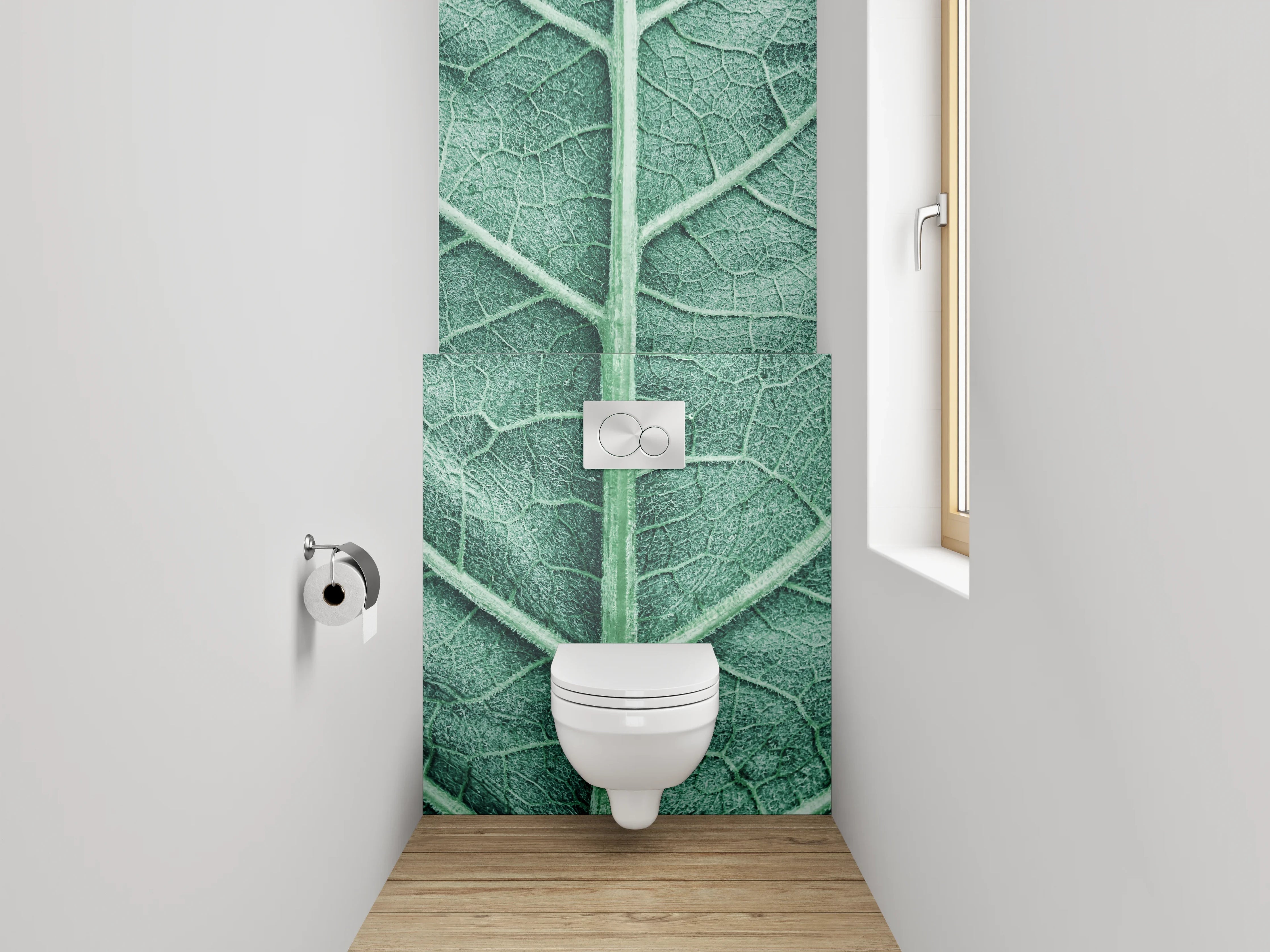 WC-Rückwand - Makroaufnahme Blatt Adern Grün