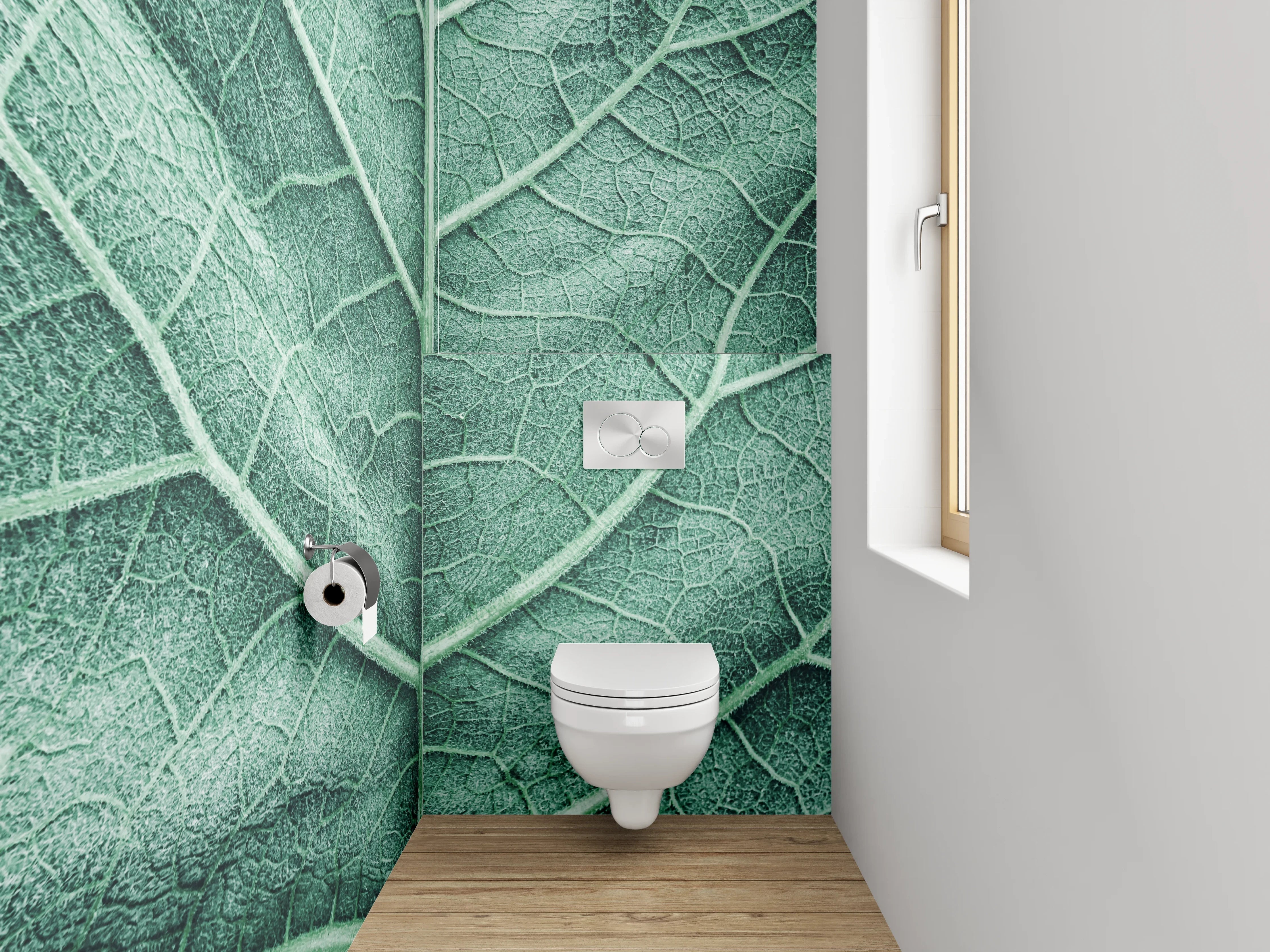 WC-Rückwand - Makroaufnahme Blatt Adern Grün