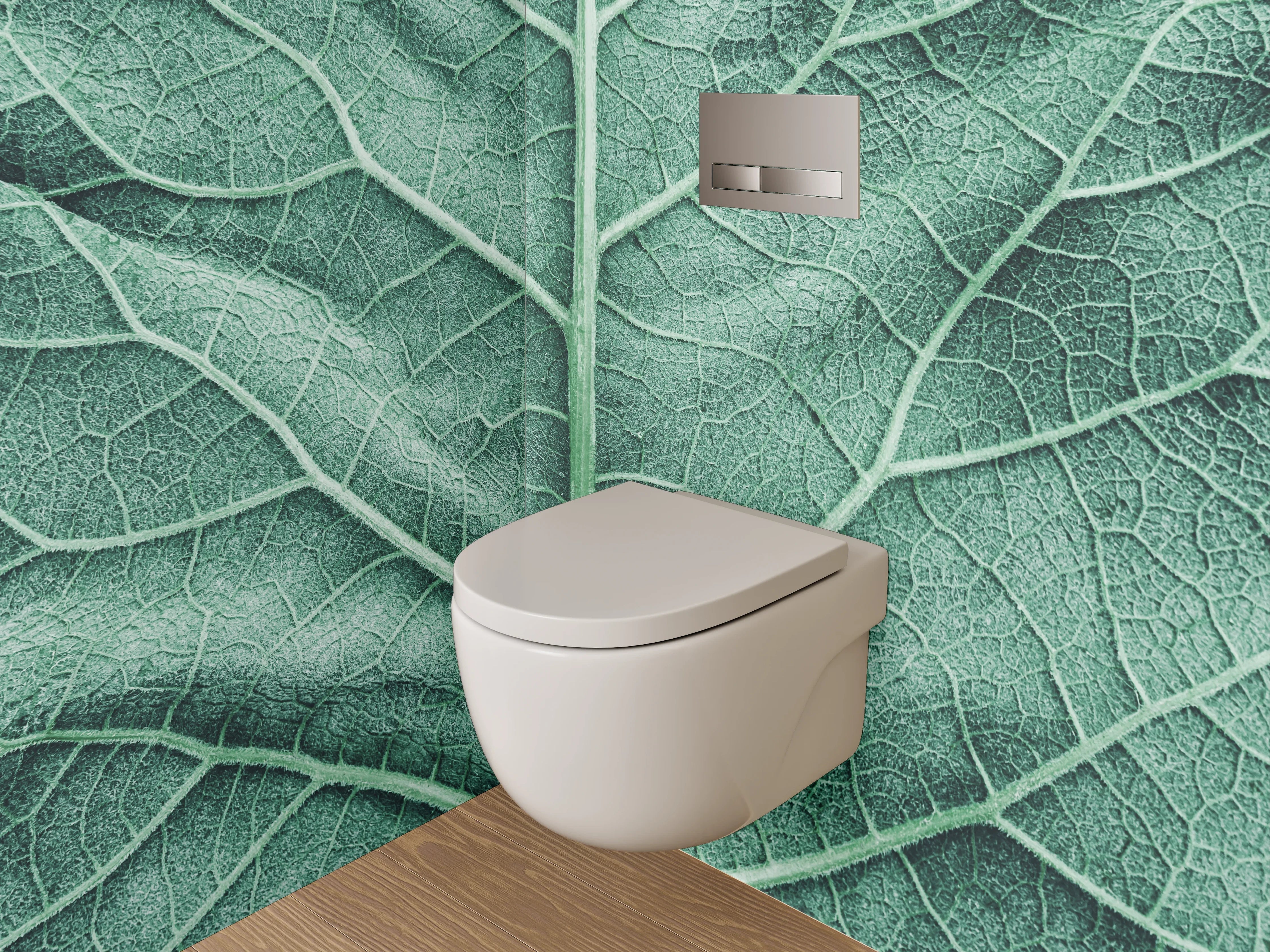 WC-Rückwand - Makroaufnahme Blatt Adern Grün