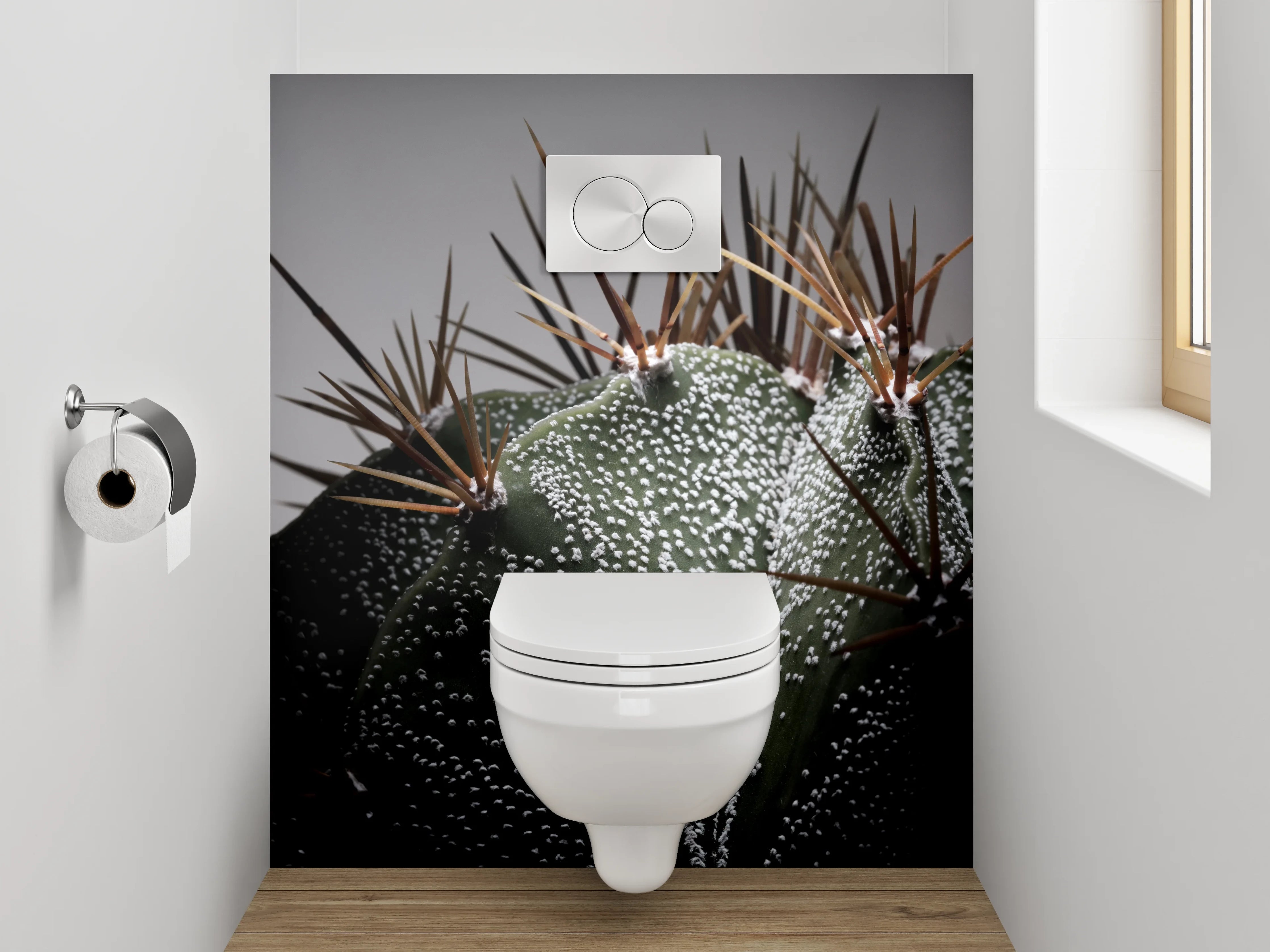 WC-Rückwand - Makroaufnahme Kaktus Details Stacheln