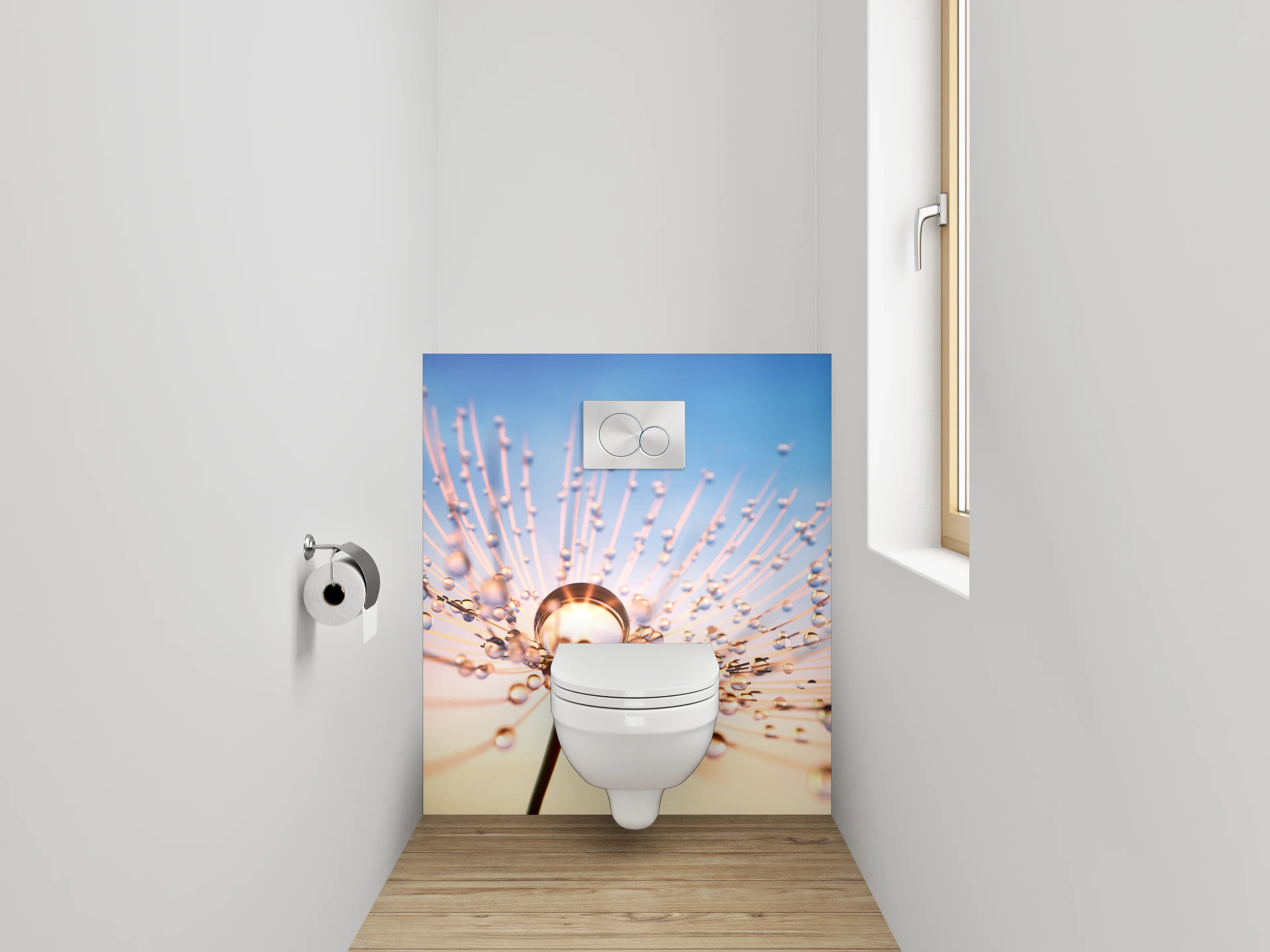 WC-Rückwand - Makroaufnahme Pusteblume Sonnenuntergang
