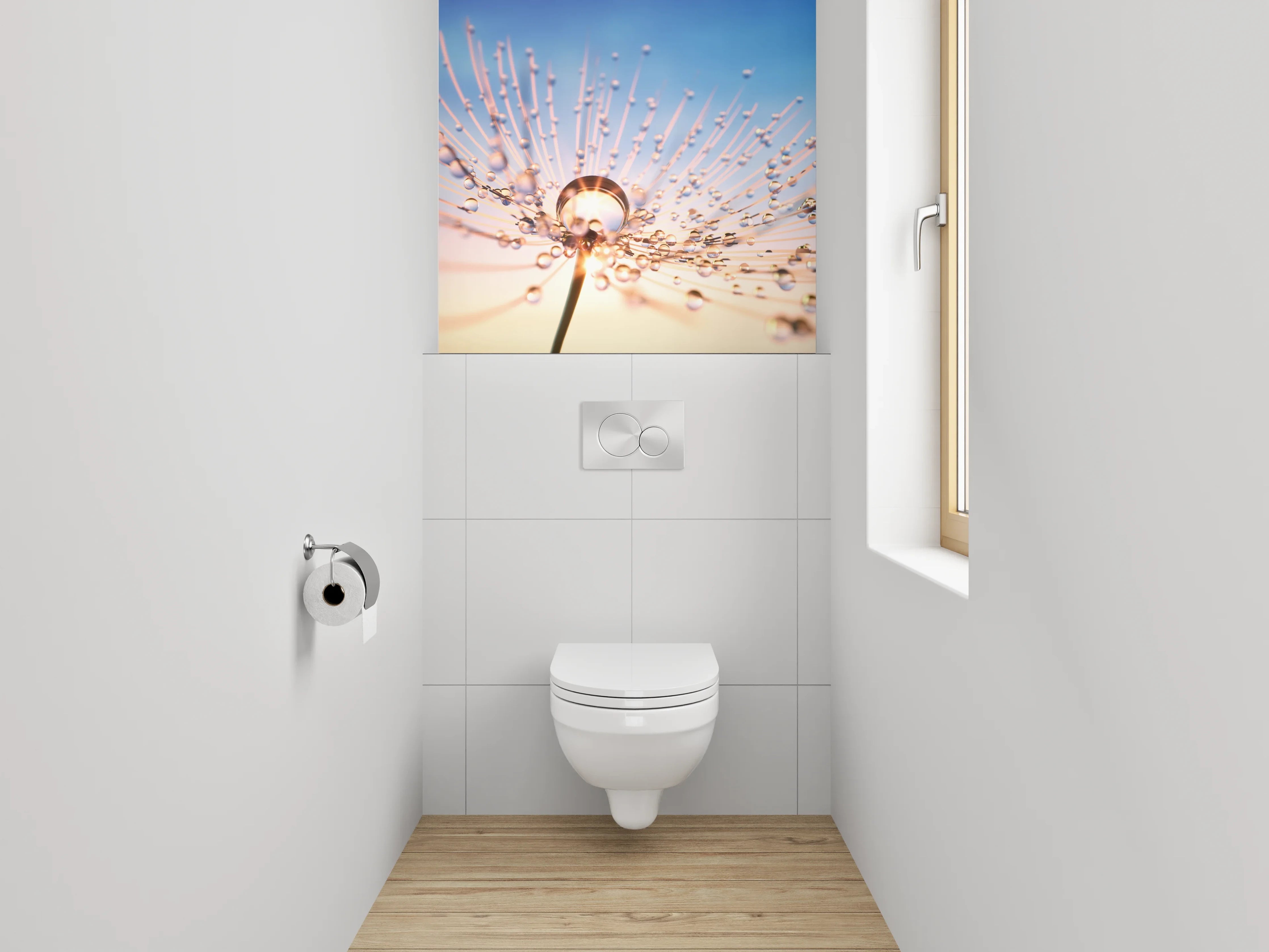 WC-Rückwand - Makroaufnahme Pusteblume Sonnenuntergang
