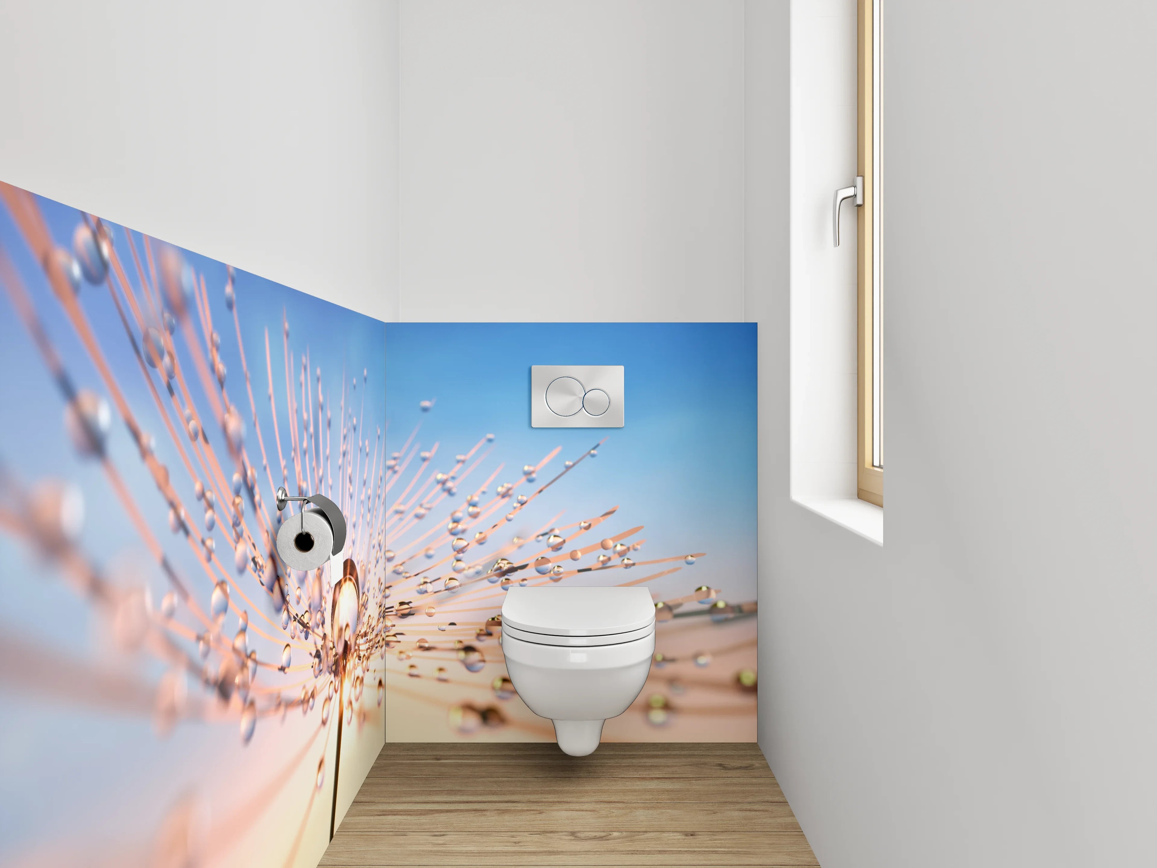 WC-Rückwand - Makroaufnahme Pusteblume Sonnenuntergang