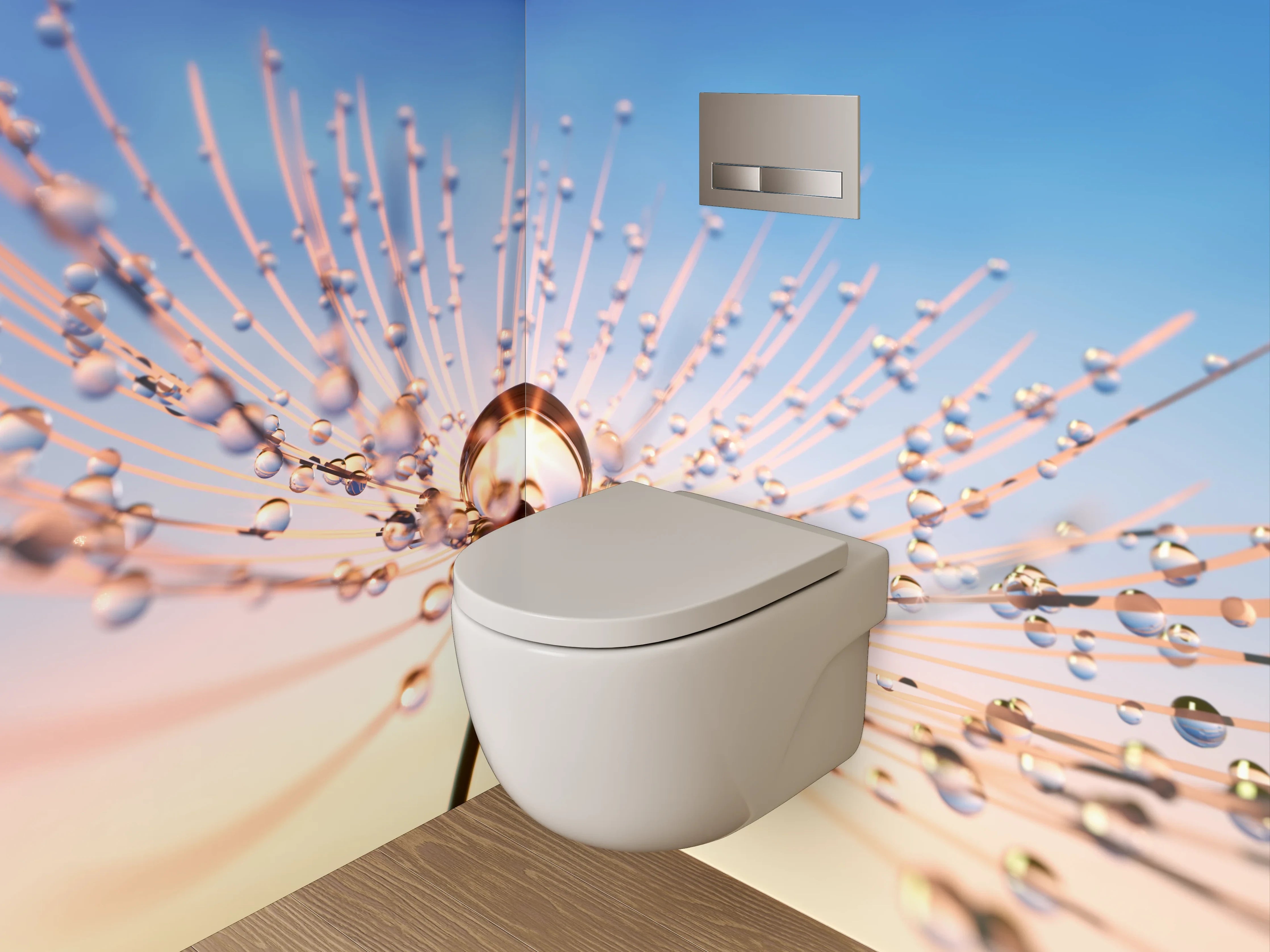 WC-Rückwand - Makroaufnahme Pusteblume Sonnenuntergang