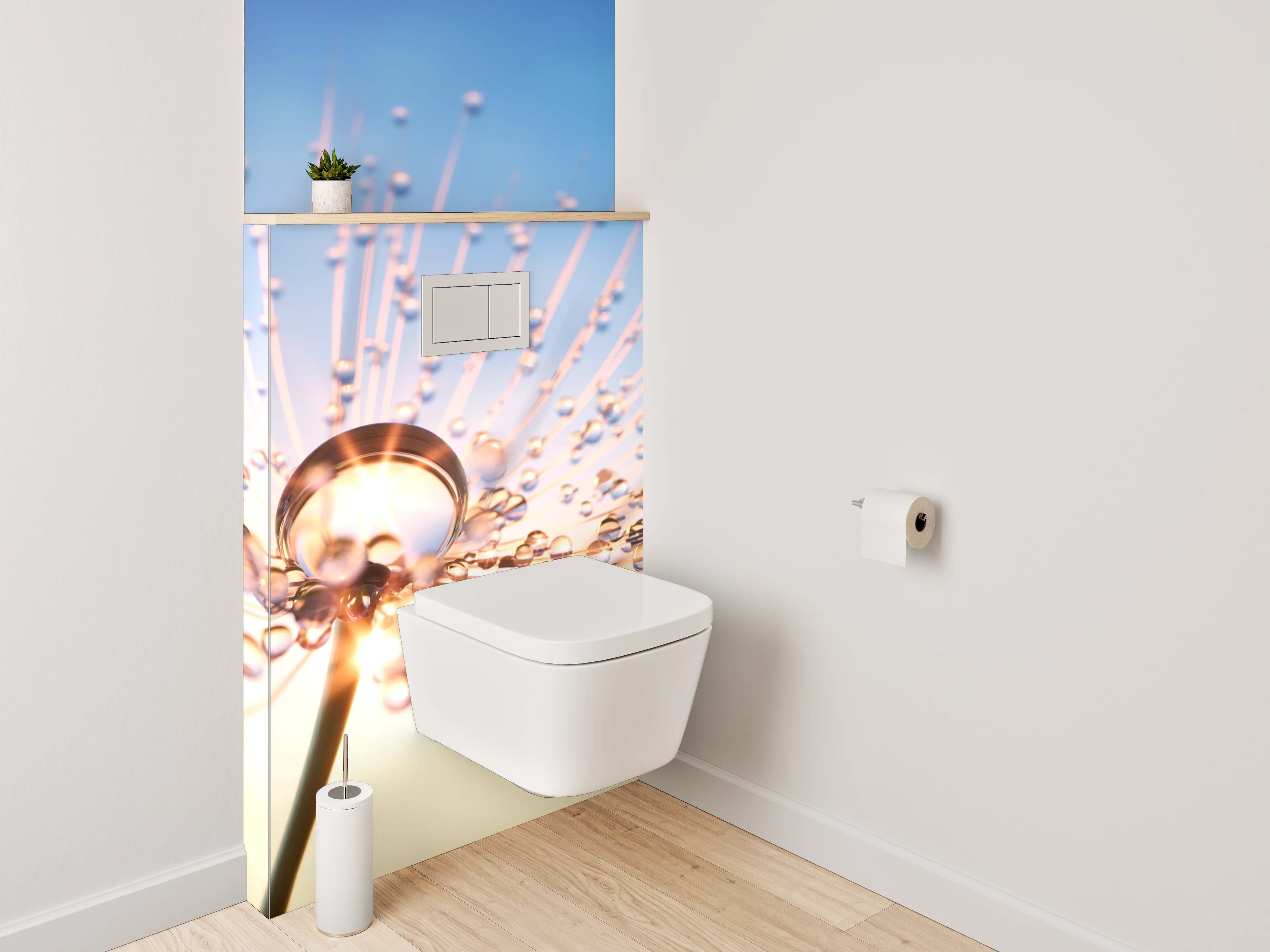 WC-Rückwand - Makroaufnahme Pusteblume Sonnenuntergang