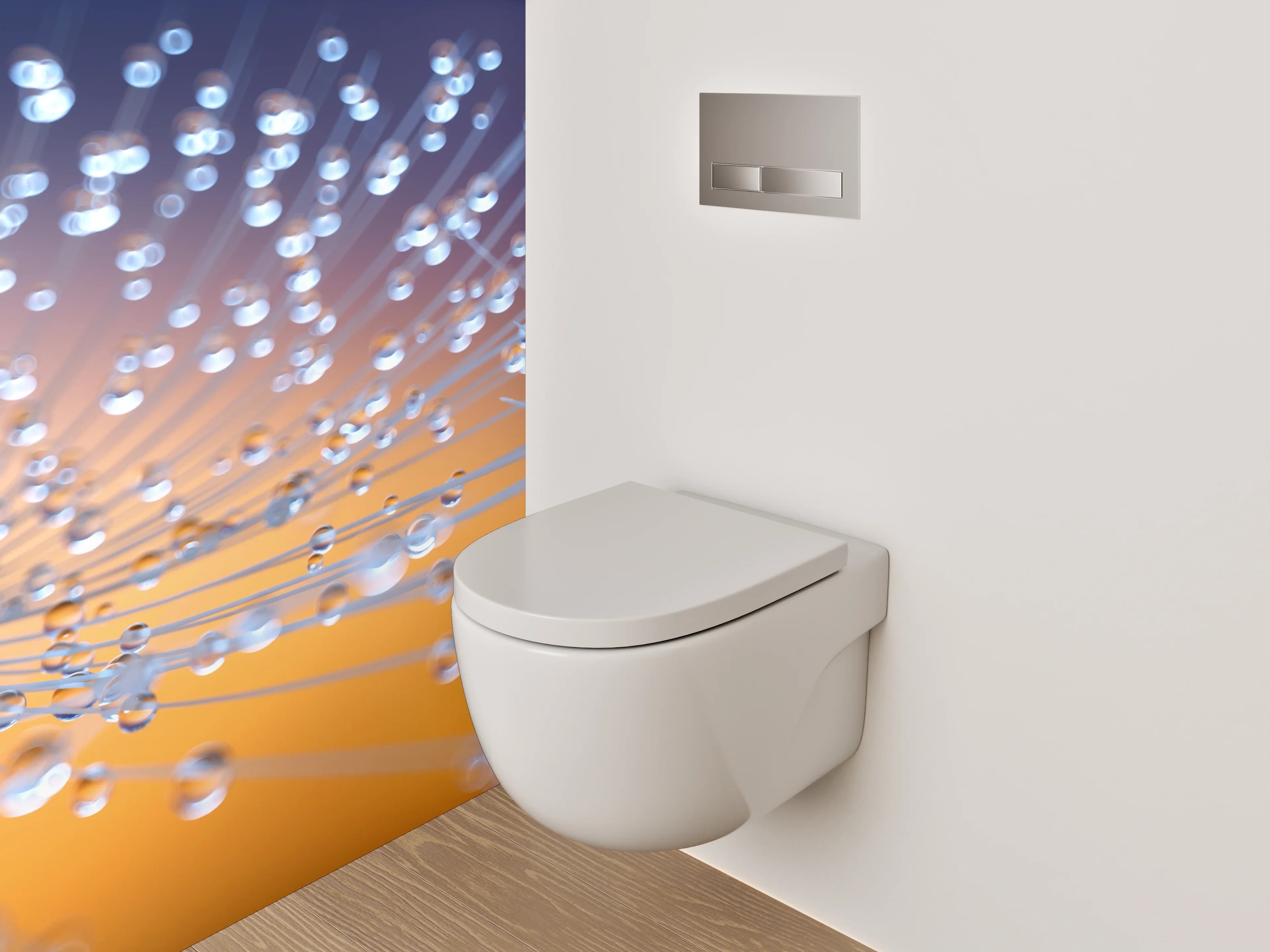 WC-Rückwand - Makroaufnahme von Tautropfen auf Pusteblume