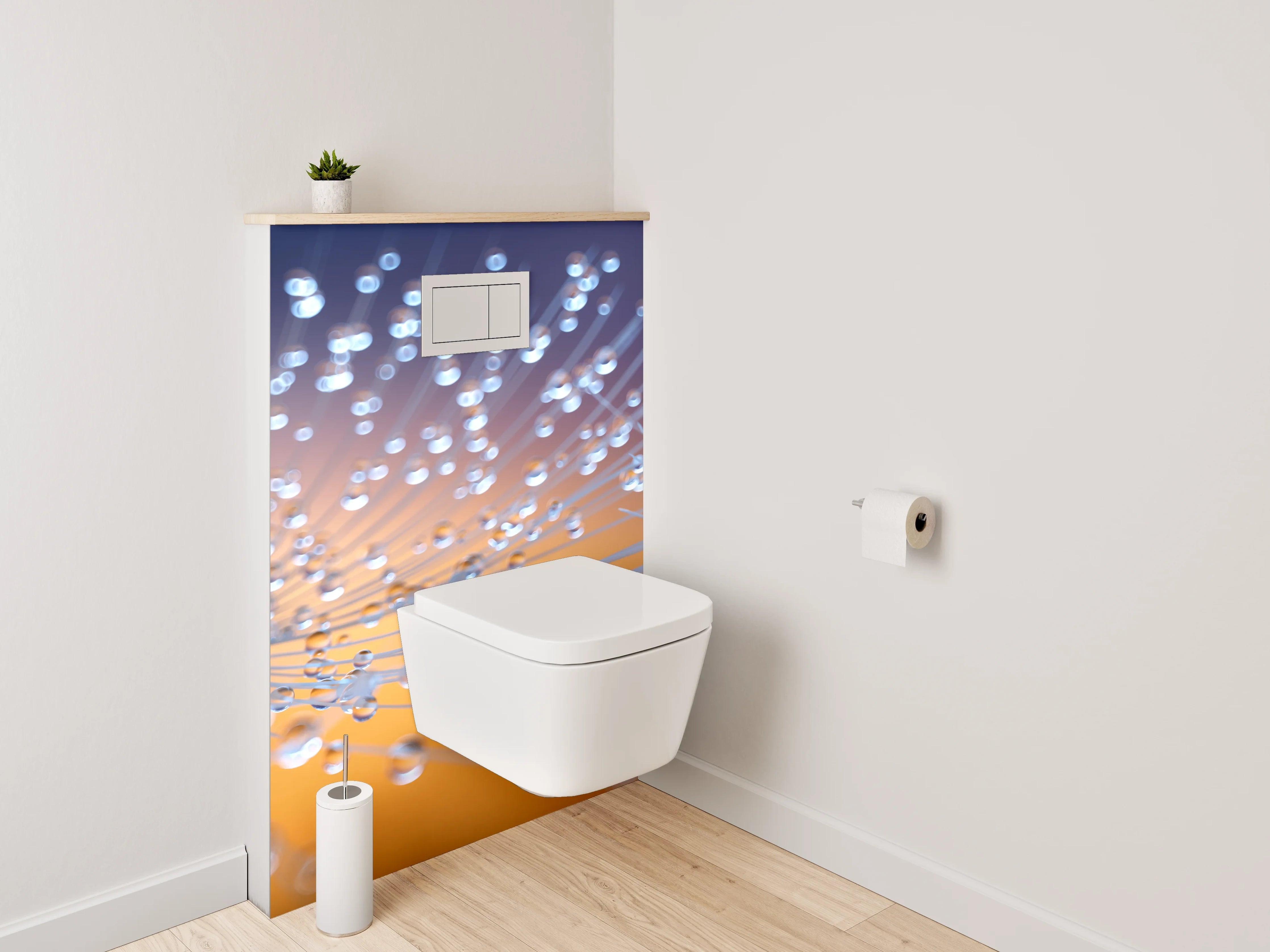 WC-Rückwand - Makroaufnahme von Tautropfen auf Pusteblume