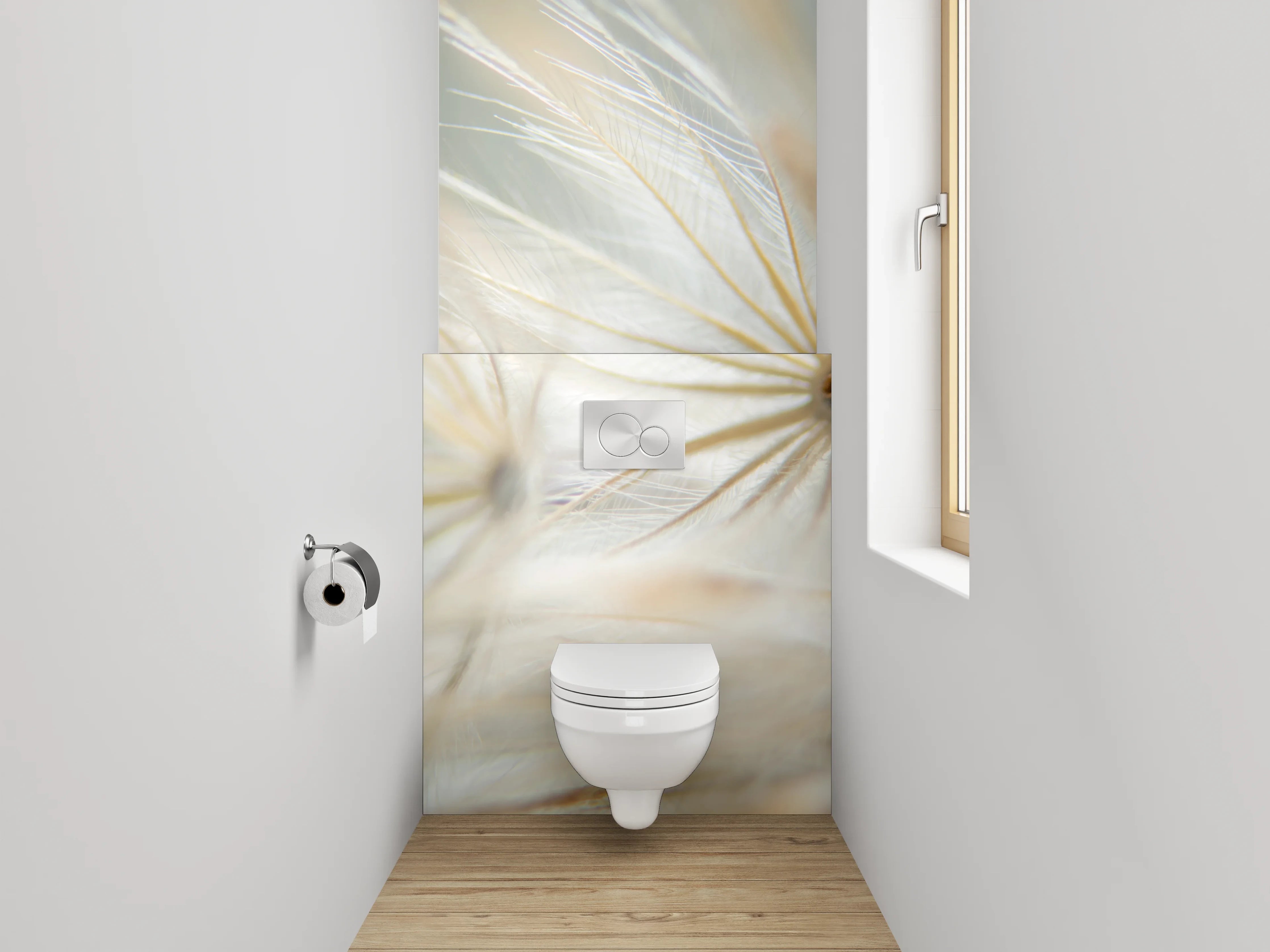 WC-Rückwand - Makrofoto weiße Pusteblume modern