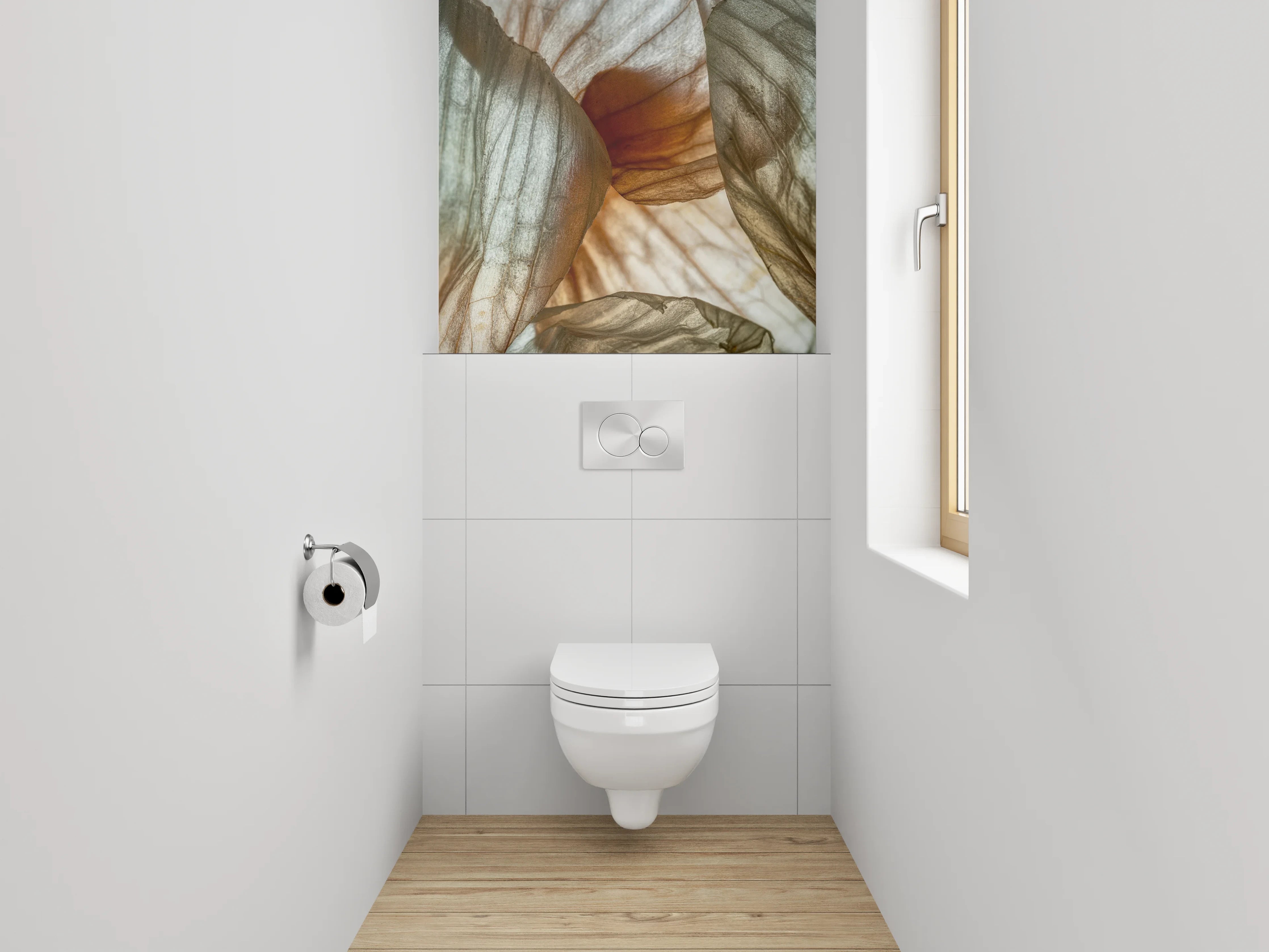 WC-Rückwand - Makrostruktur Naturweiß mit feinen Linien