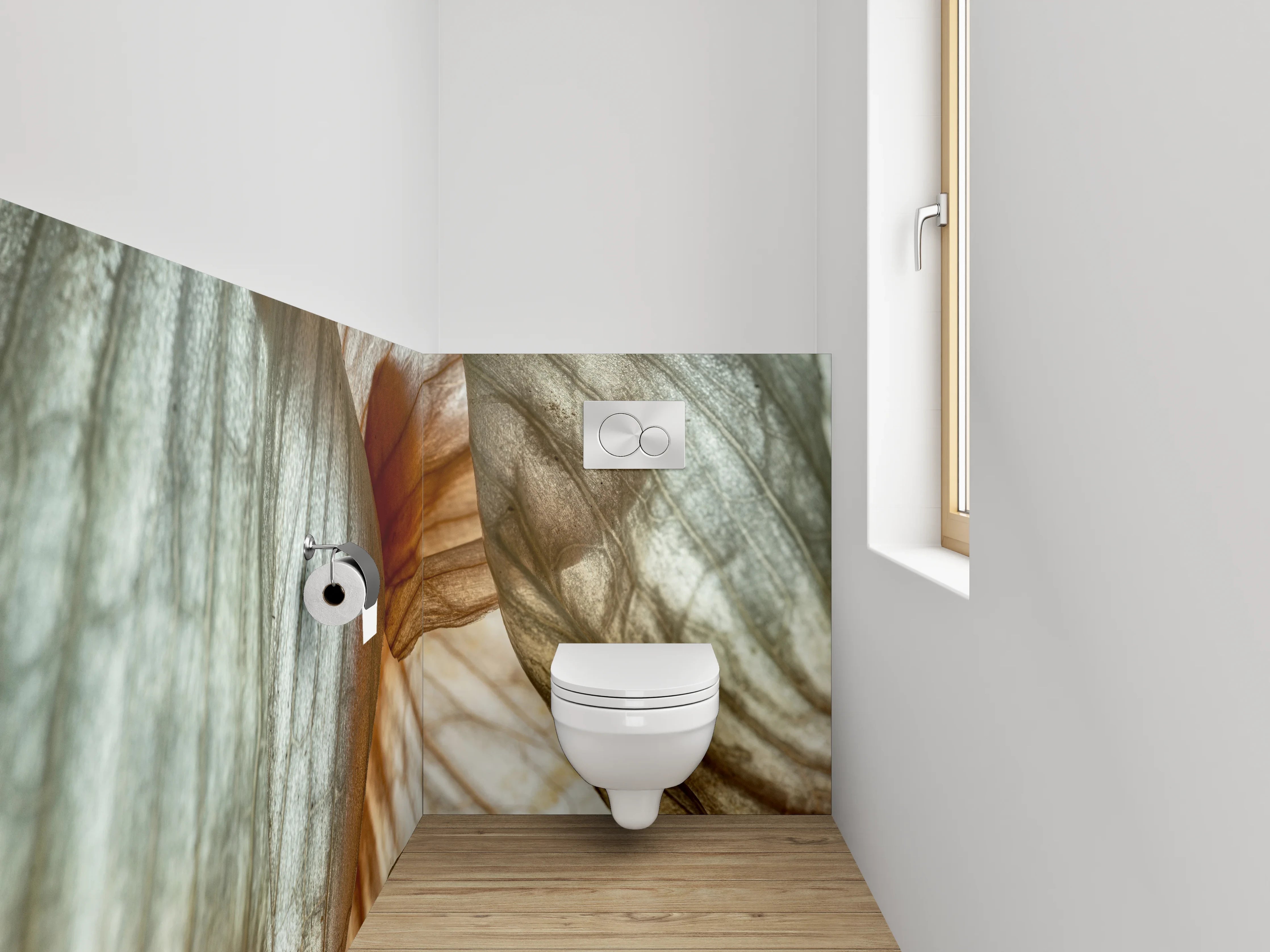 WC-Rückwand - Makrostruktur Naturweiß mit feinen Linien
