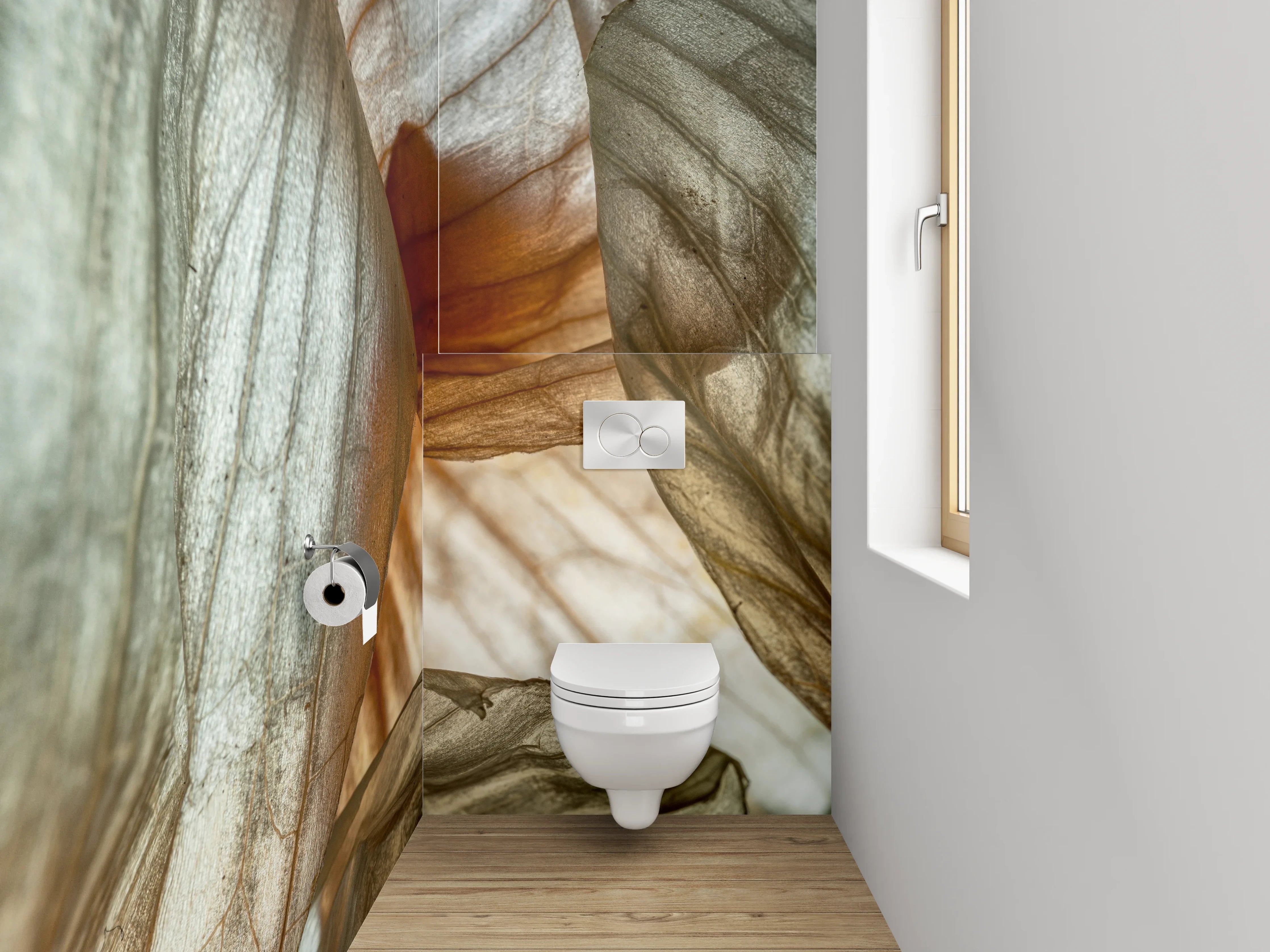 WC-Rückwand - Makrostruktur Naturweiß mit feinen Linien