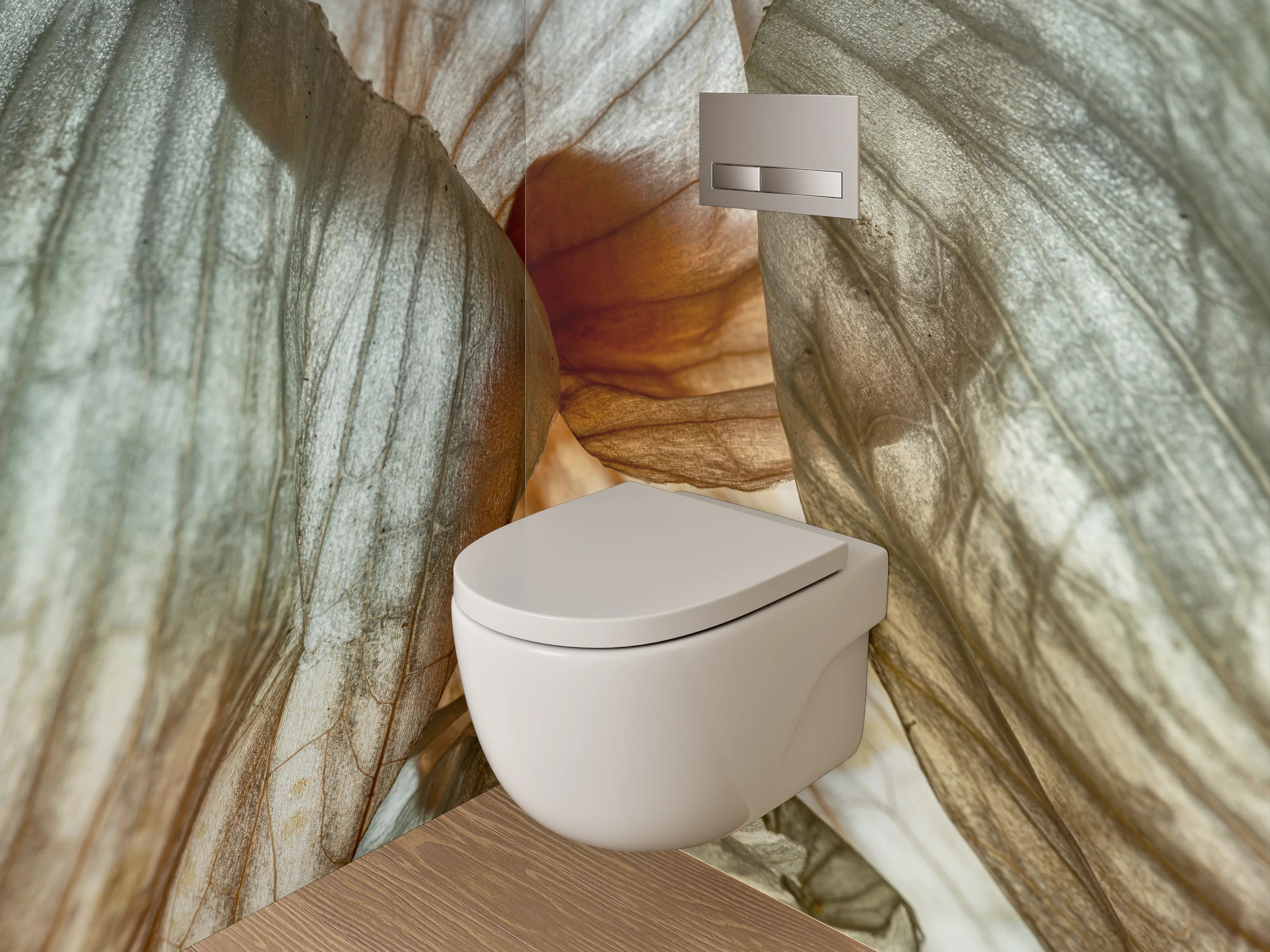 WC-Rückwand - Makrostruktur Naturweiß mit feinen Linien
