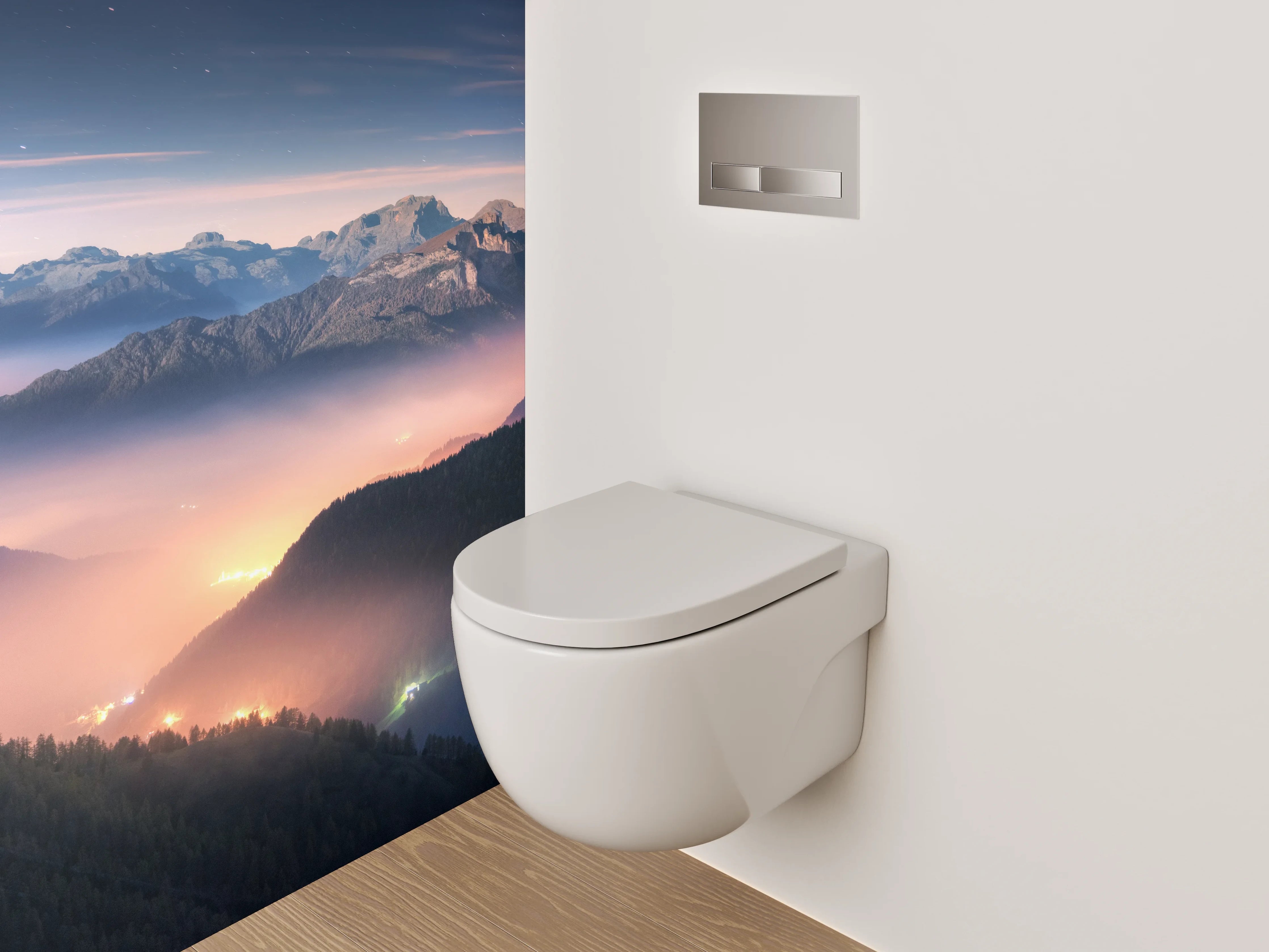 WC-Rückwand - Malerische Alpenlandschaft im Morgenlicht