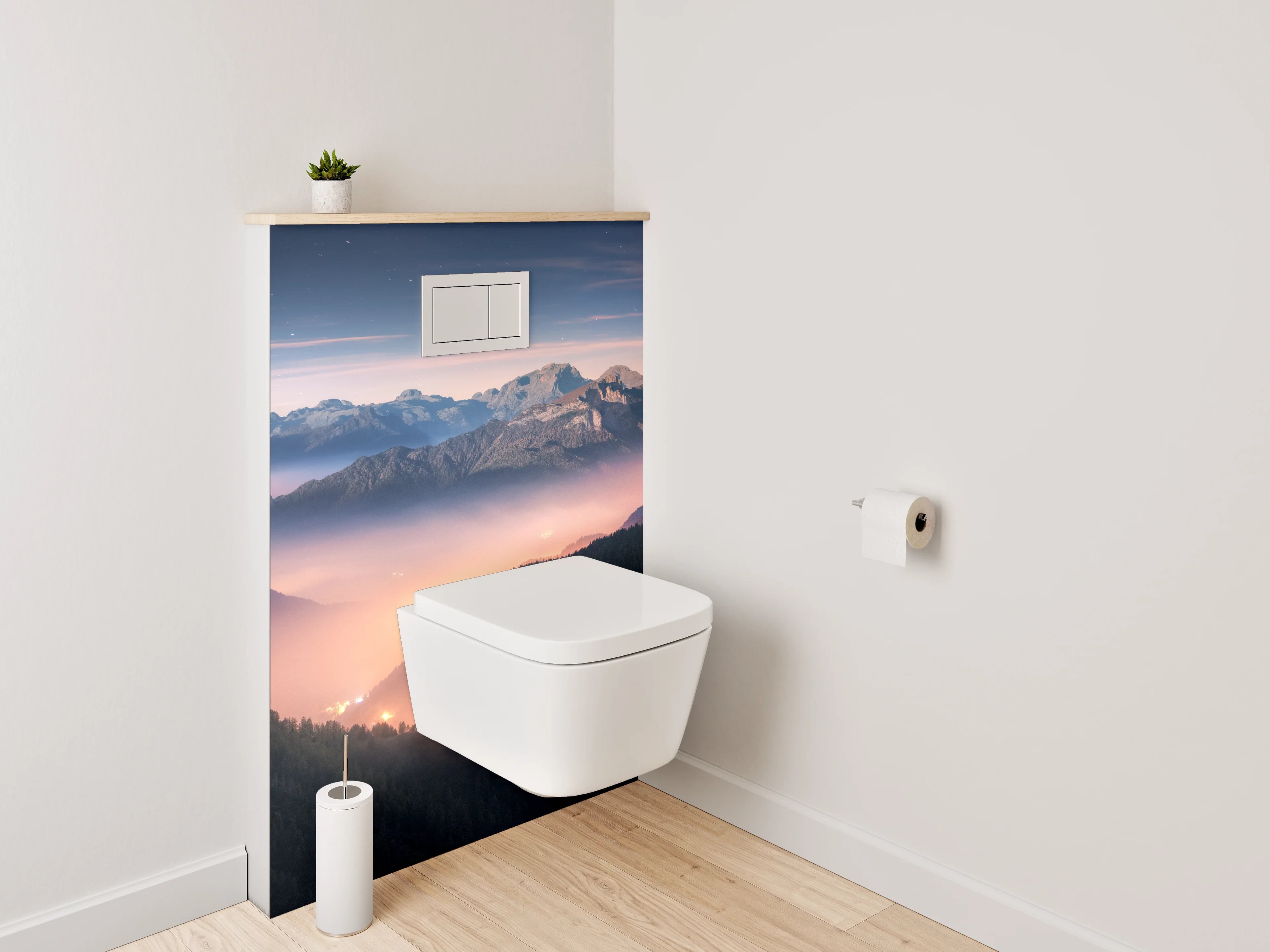 WC-Rückwand - Malerische Alpenlandschaft im Morgenlicht