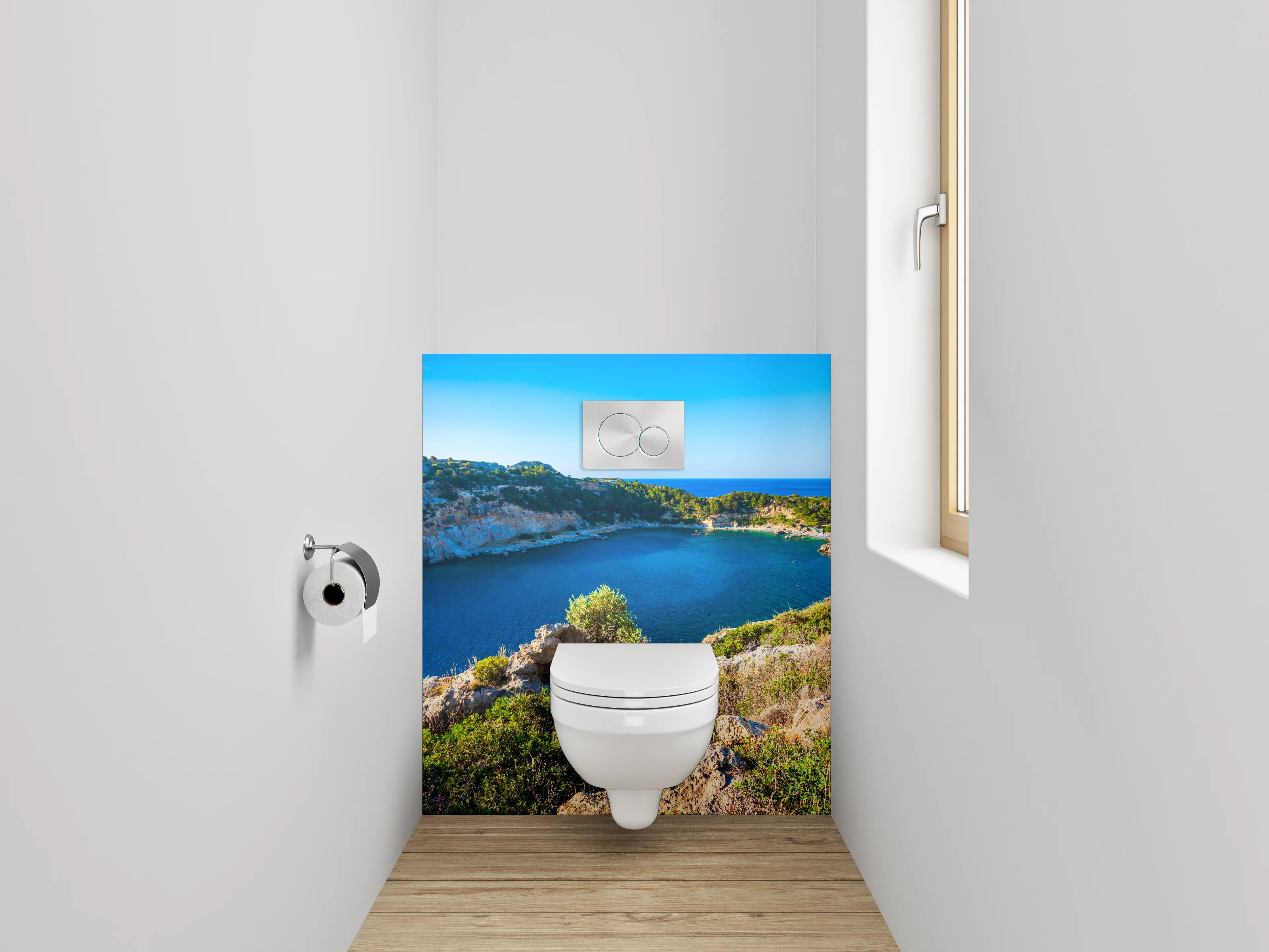 WC-Rückwand - Malerische Mittelmeerbucht Panorama
