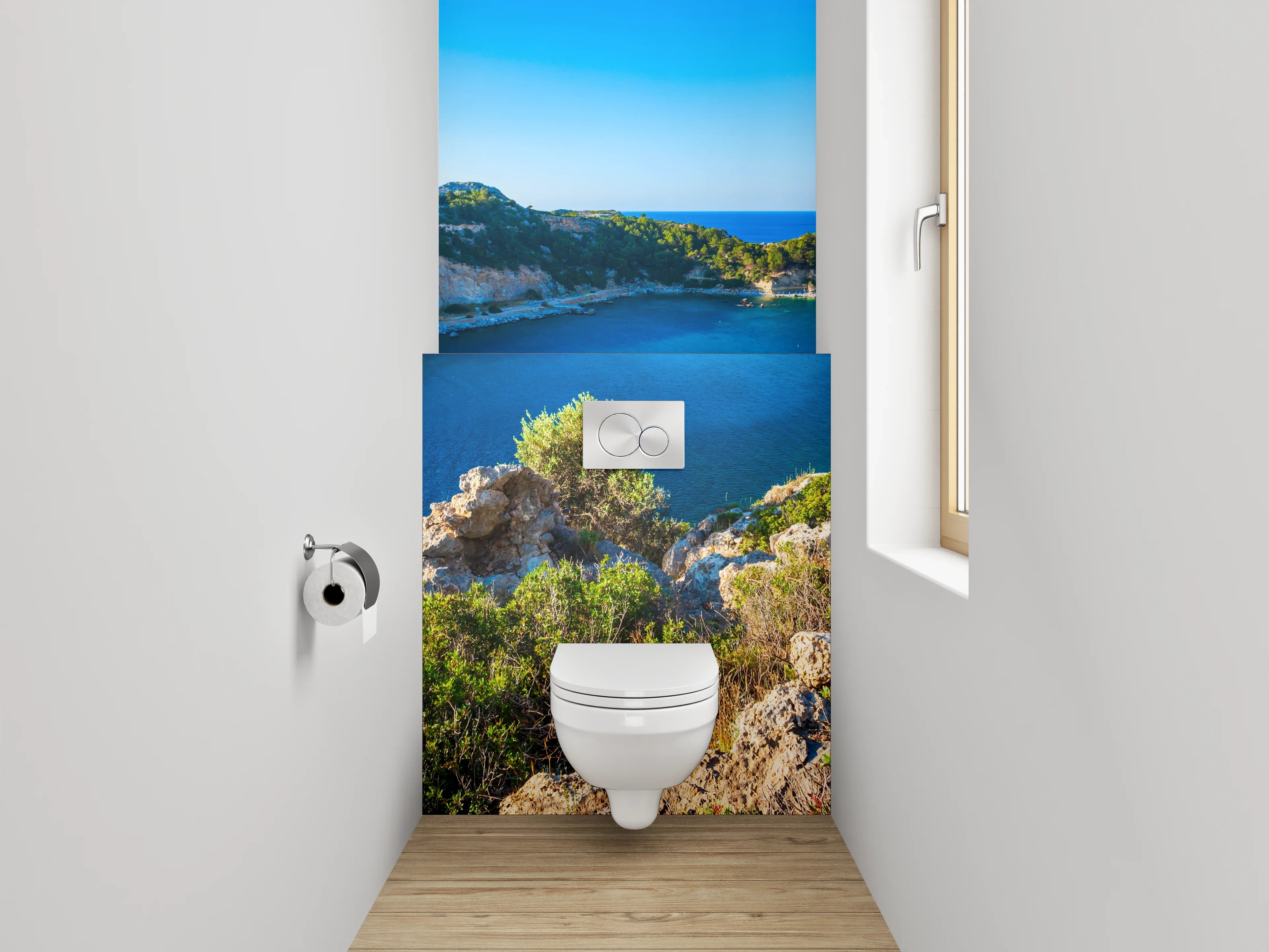 WC-Rückwand - Malerische Mittelmeerbucht Panorama