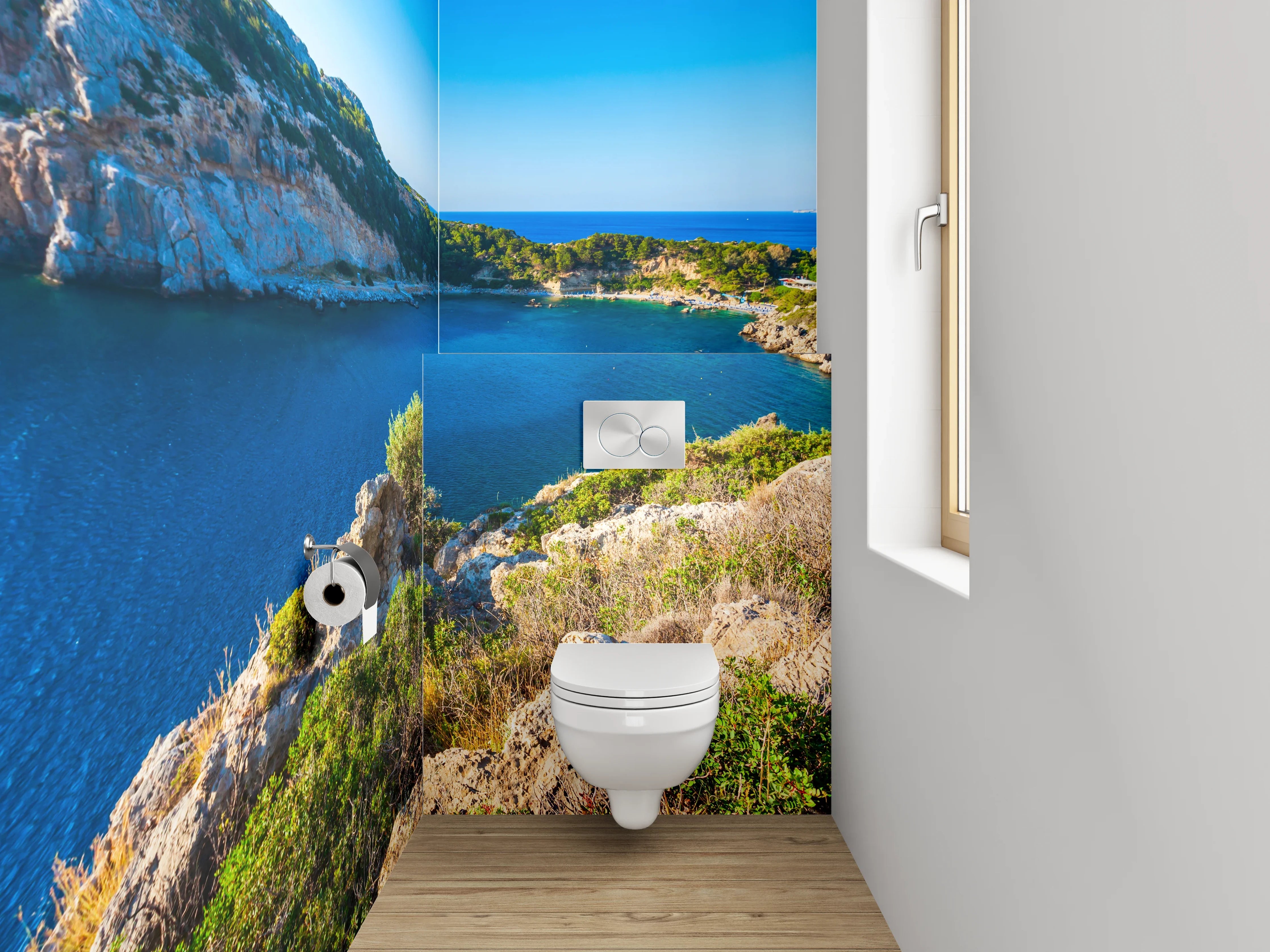 WC-Rückwand - Malerische Mittelmeerbucht Panorama