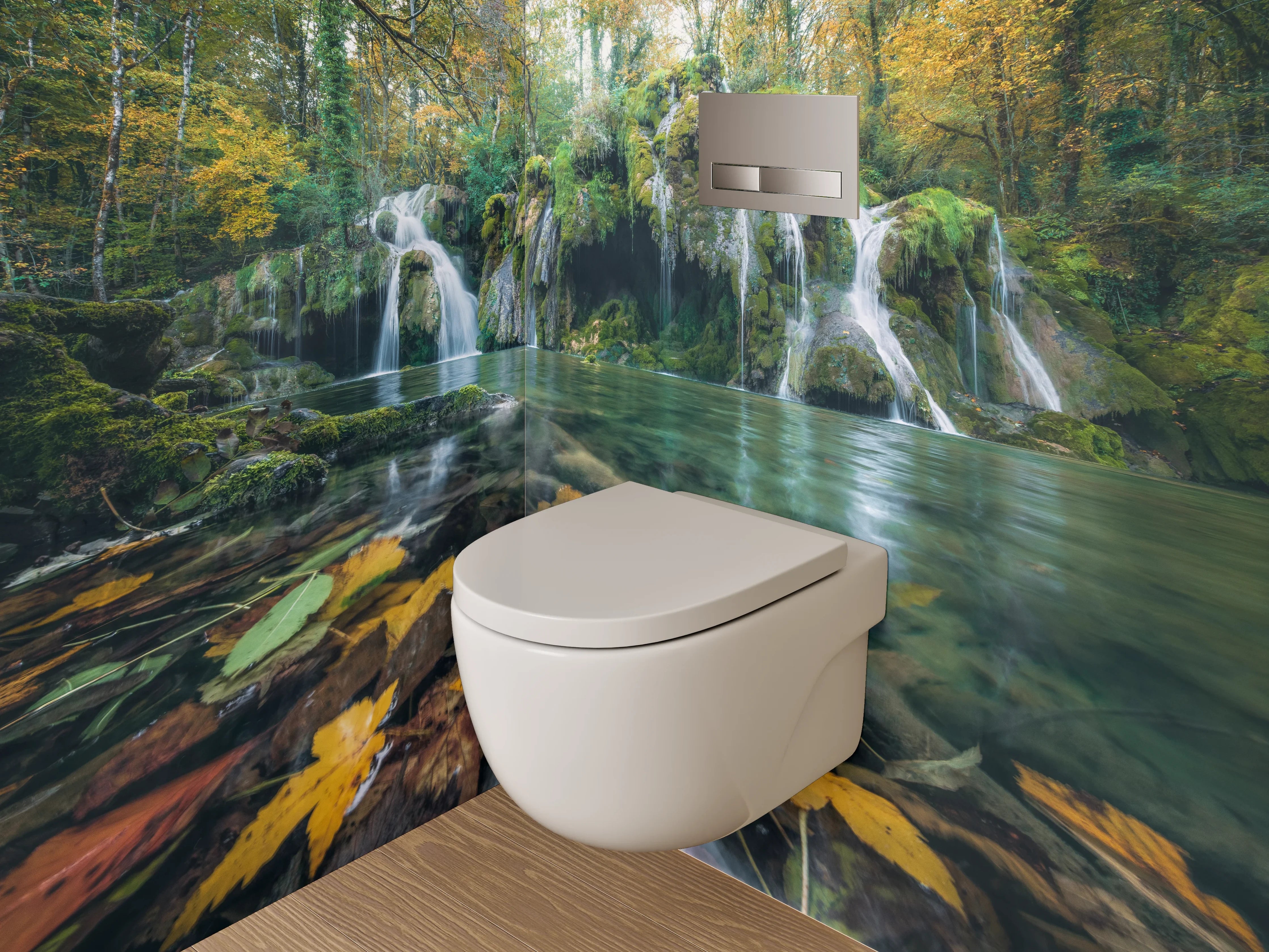 WC-Rückwand - Malerischer Wasserfall im Herbstwald