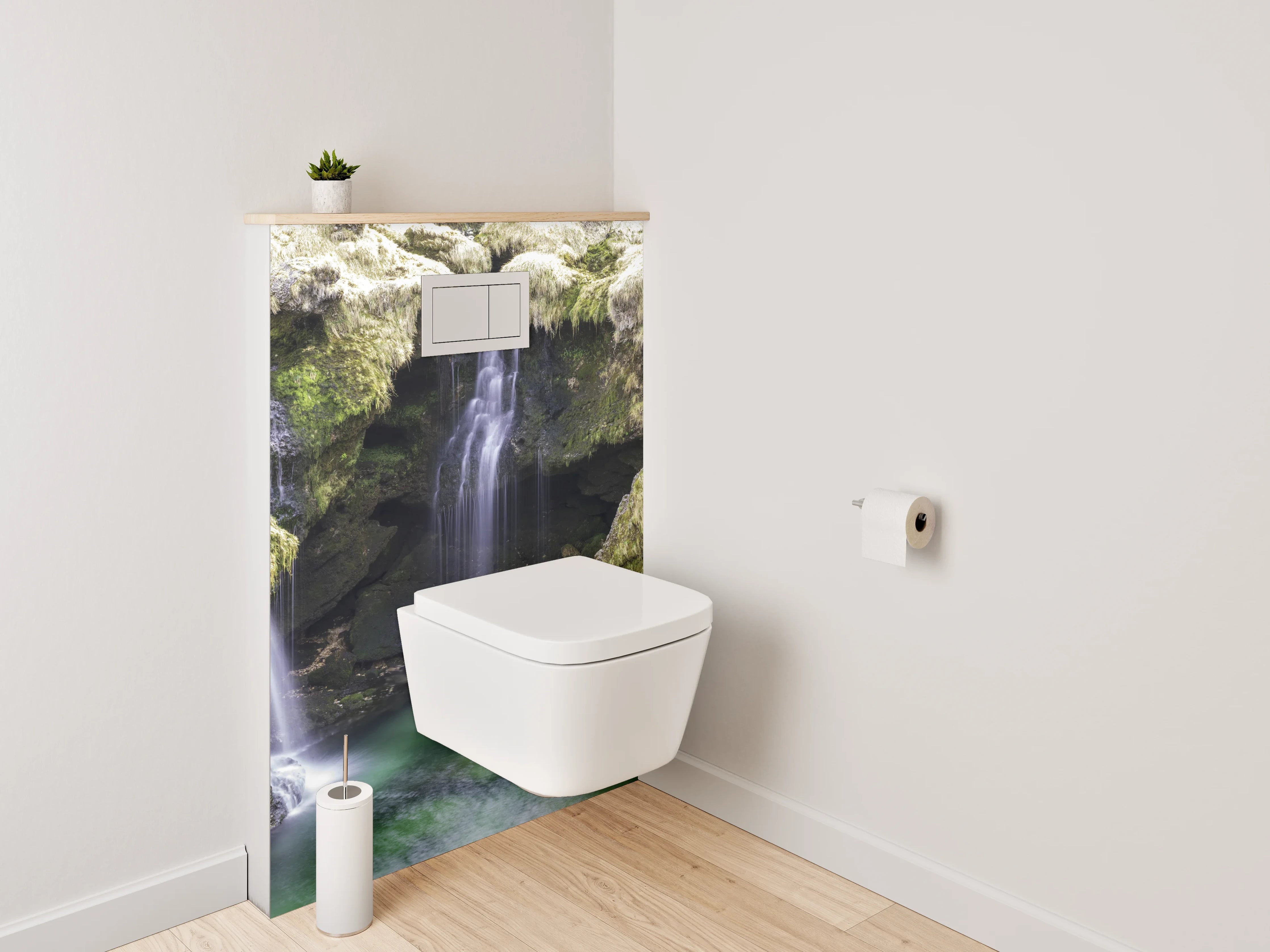 WC-Rückwand - Malerischer Wasserfall in grüner Schlucht
