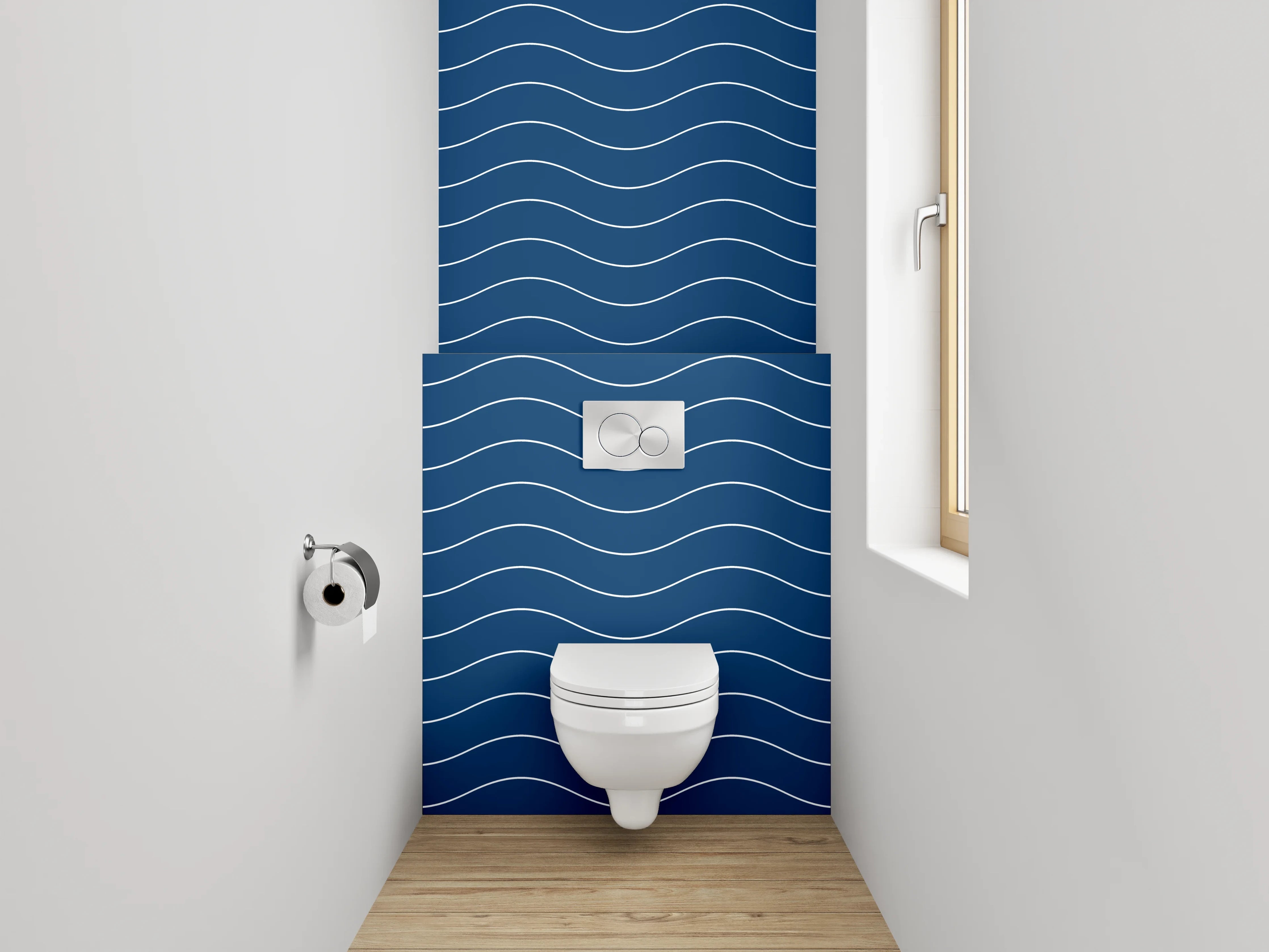 WC-Rückwand - Maritim Wellenmuster Blau