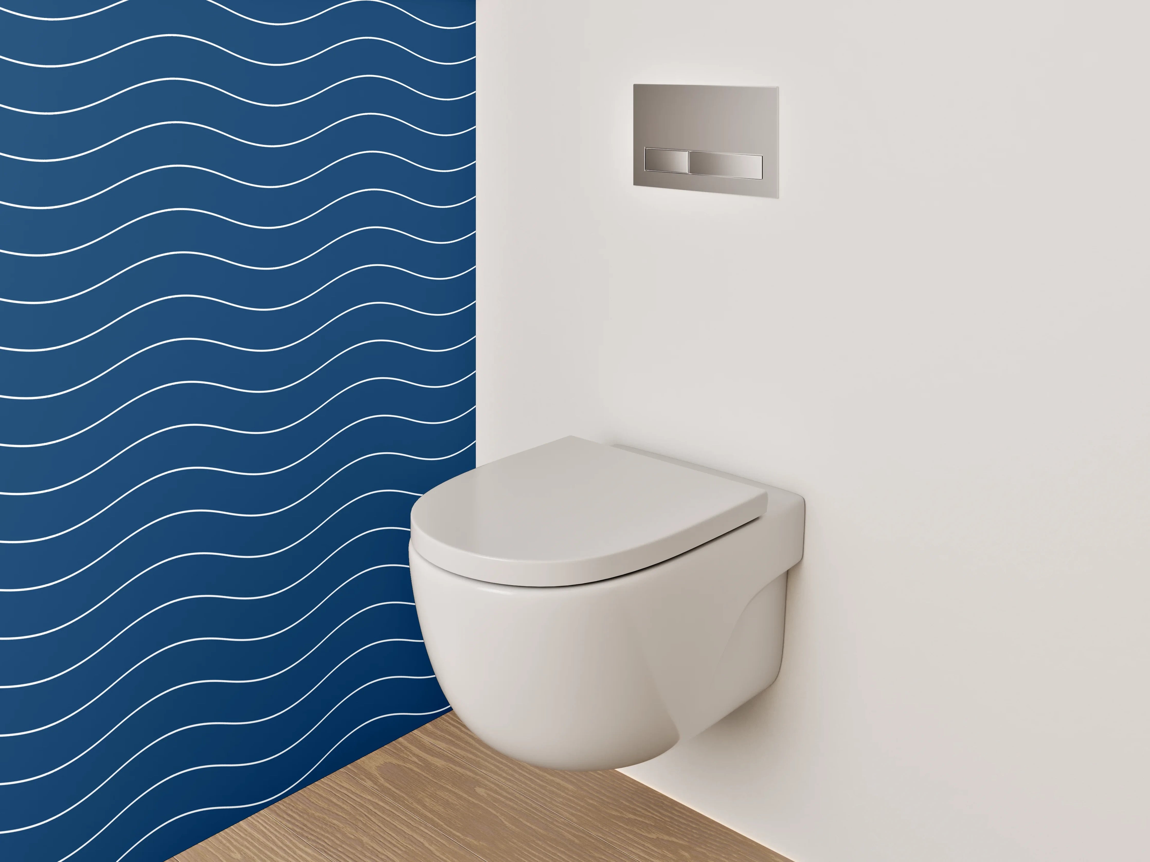 WC-Rückwand - Maritim Wellenmuster Blau