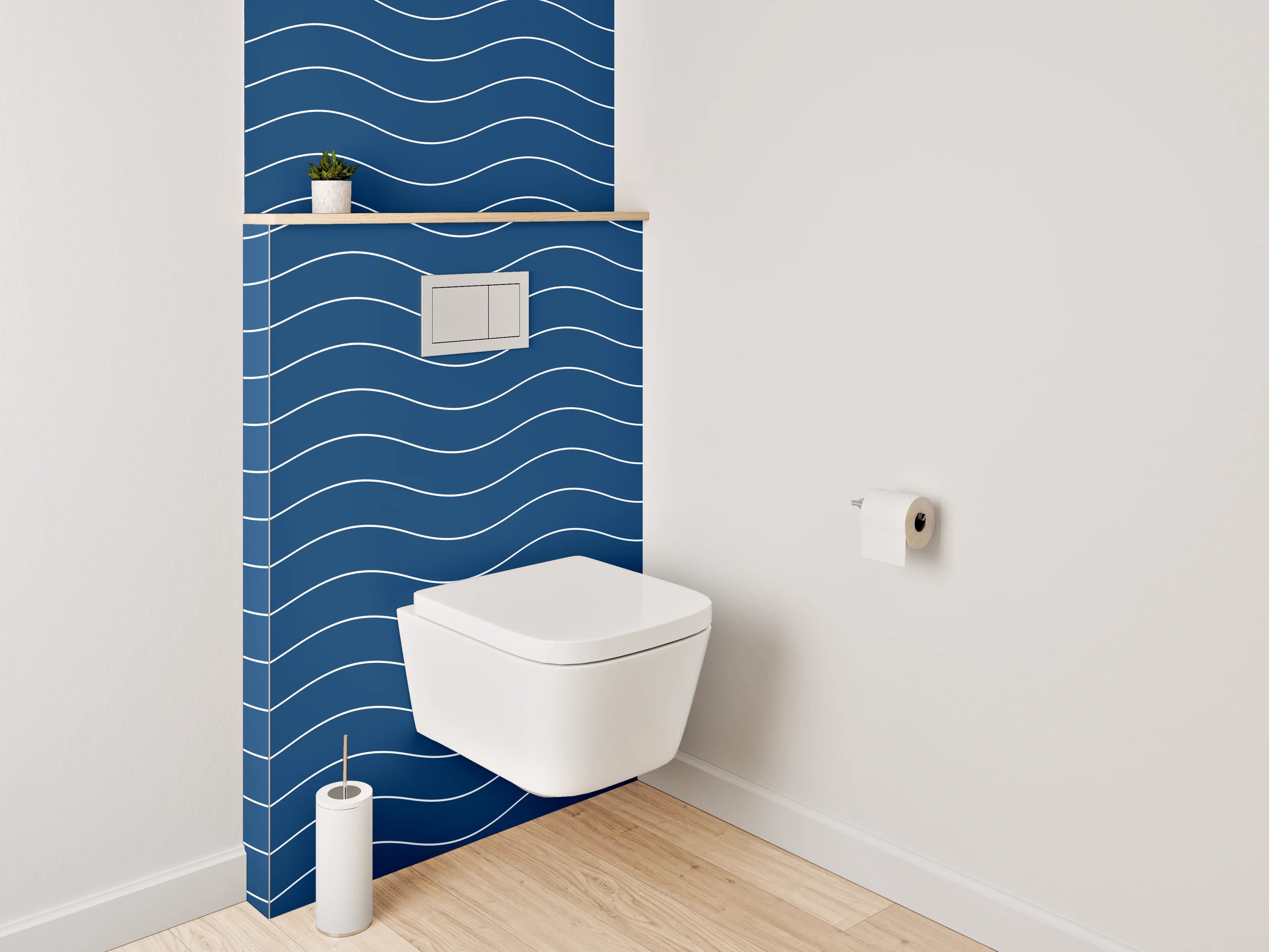 WC-Rückwand - Maritim Wellenmuster Blau