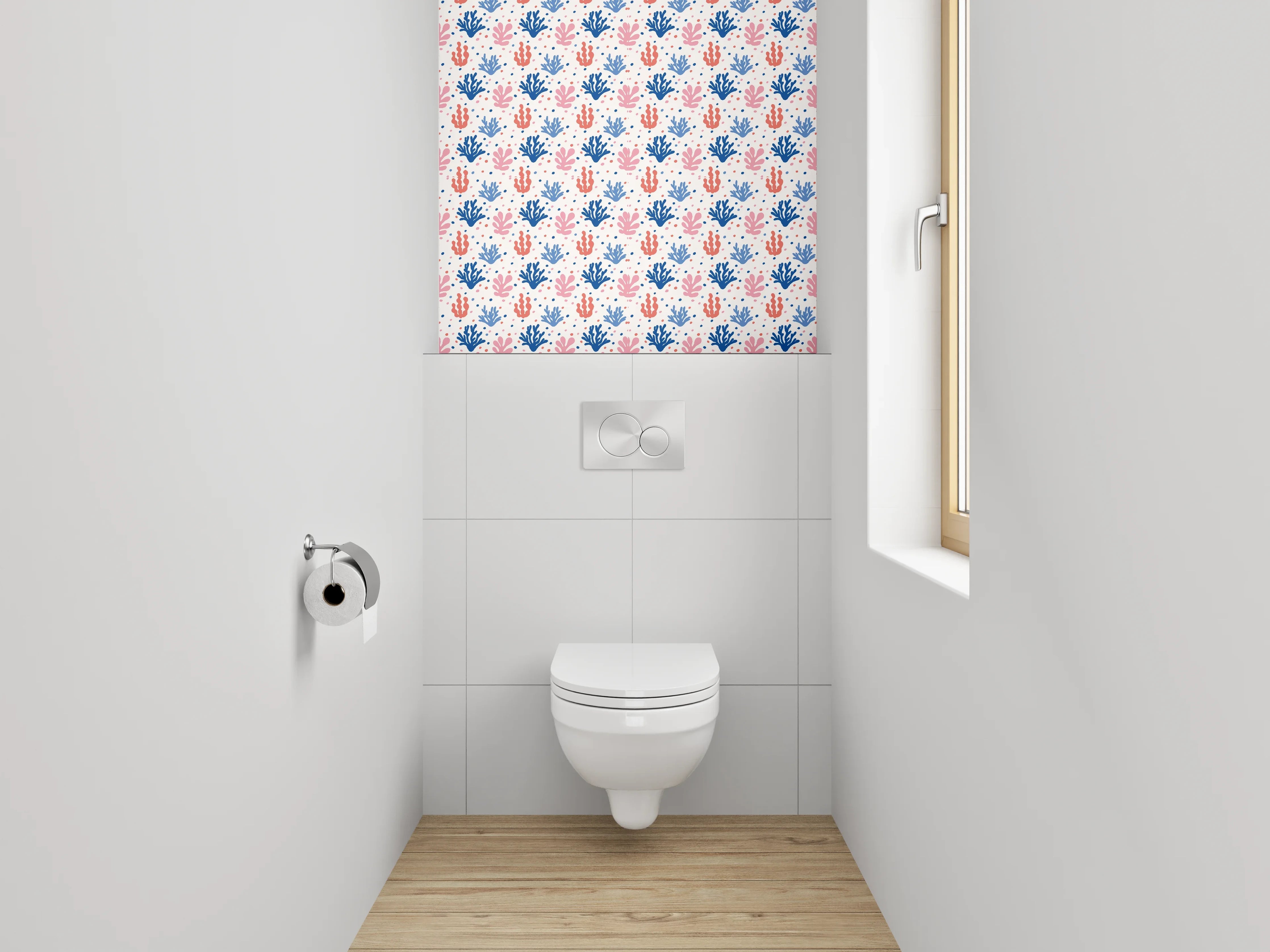 WC-Rückwand - Maritime Korallen Muster rosa blau